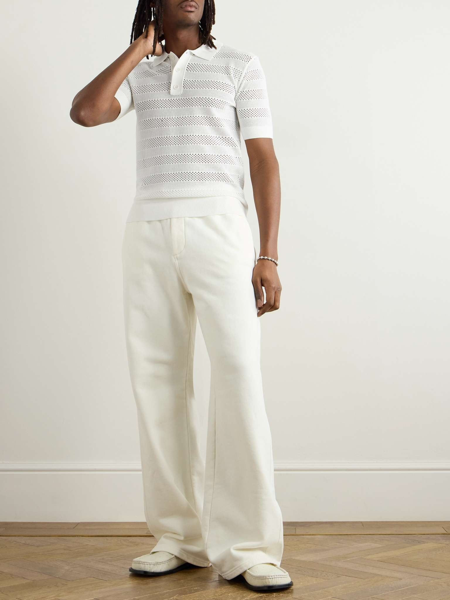 Slim-Fit Striped Pointelle-Knit Polo Shirt - 2