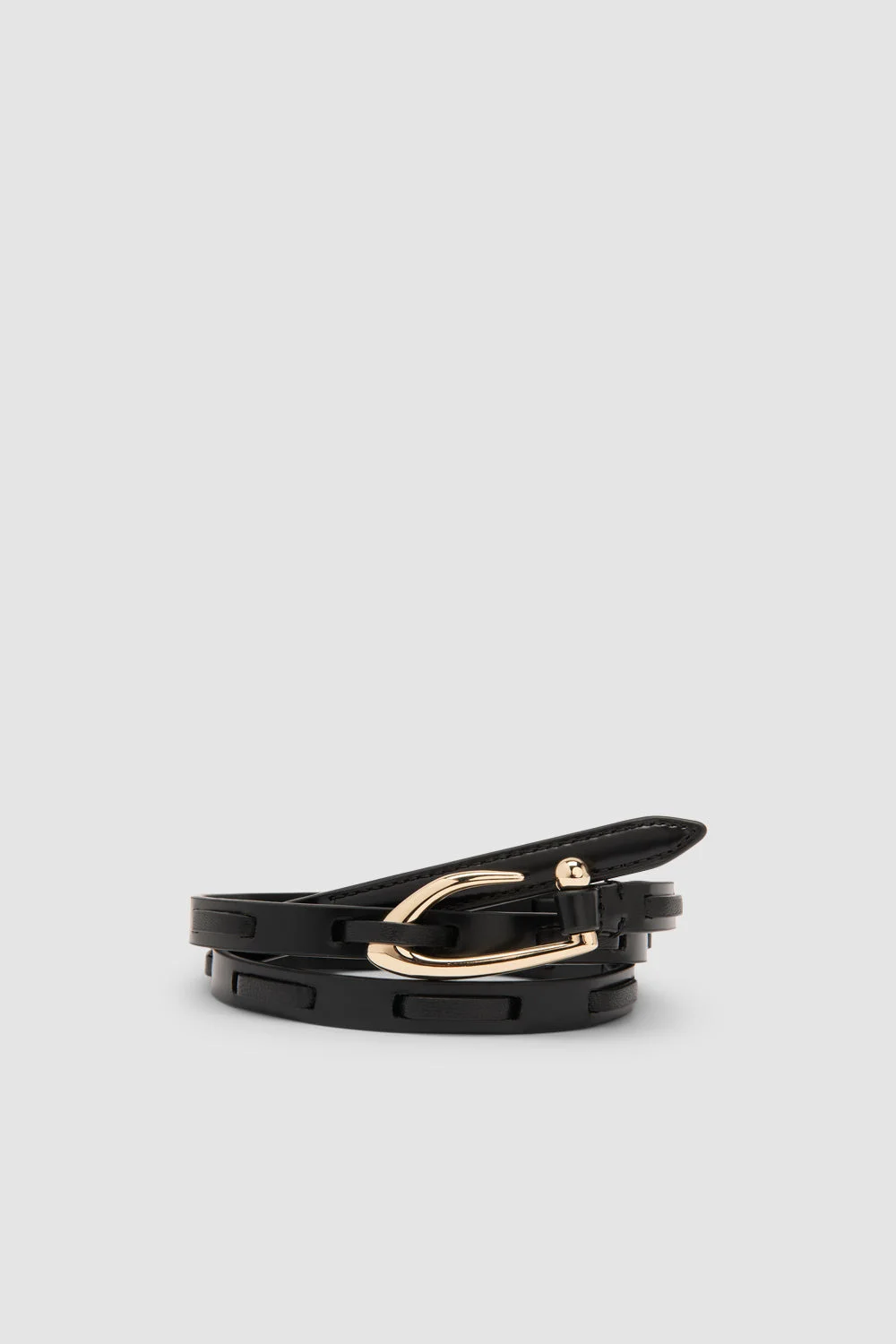 Chimera Interlaced Black Semi Patent and Nappa Leather Belt - 1