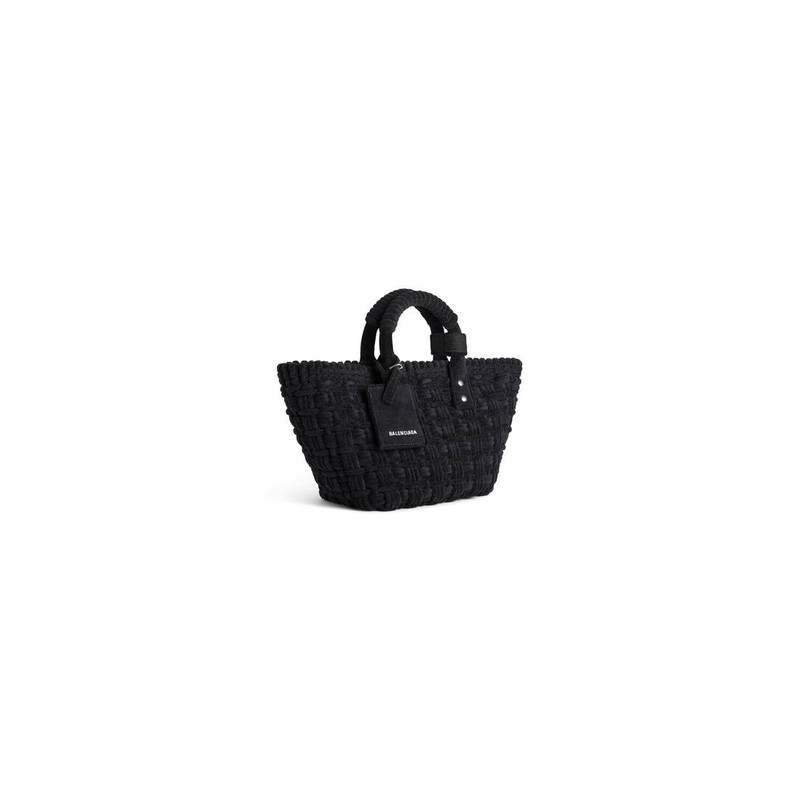 BALENCIAGA Women's Bistro Xs Basket With Strap In Sponge Fabric in Black outlook