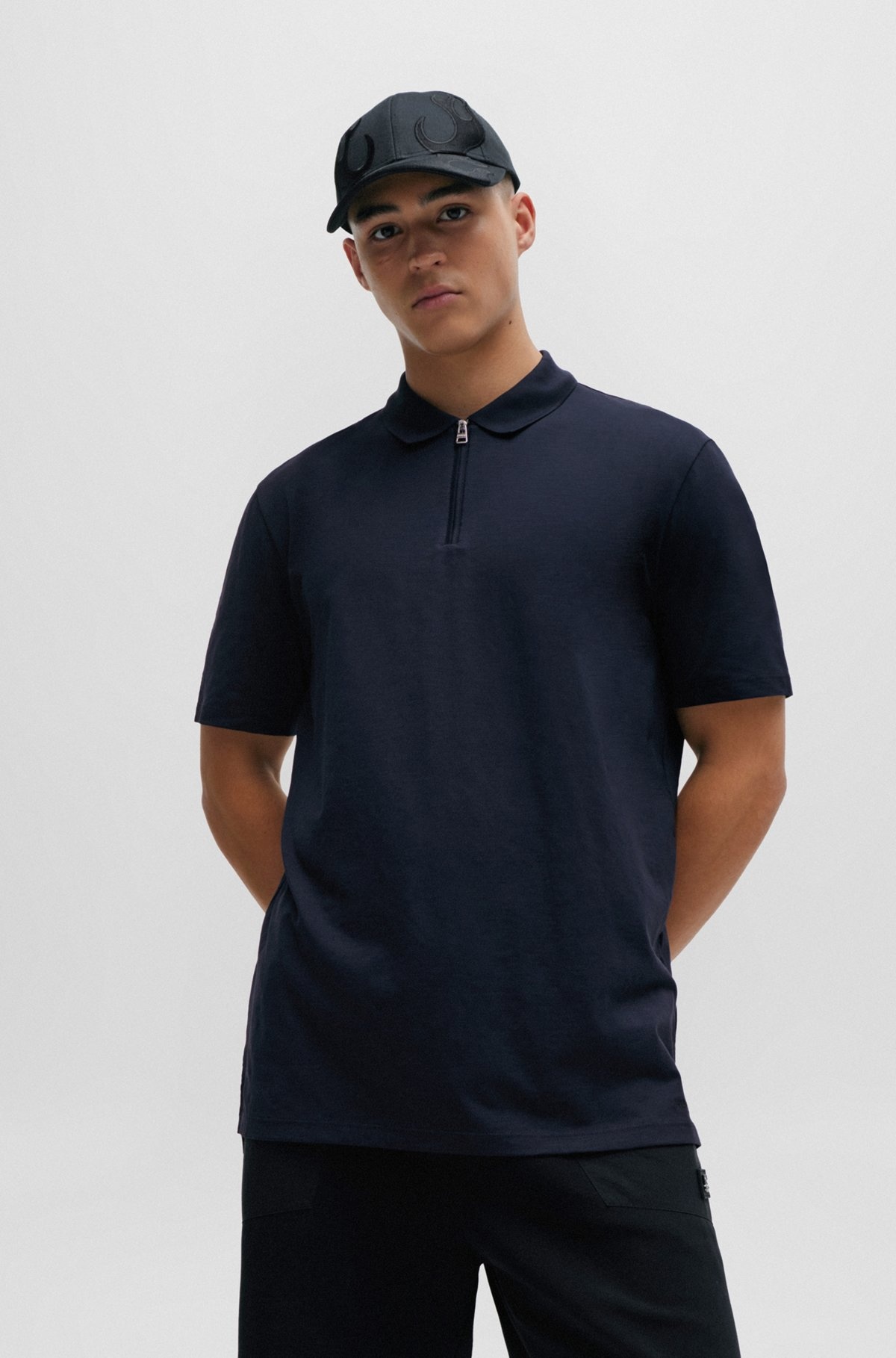 COTTON-BLEND POLO SHIRT WITH ZIP PLACKET - 2