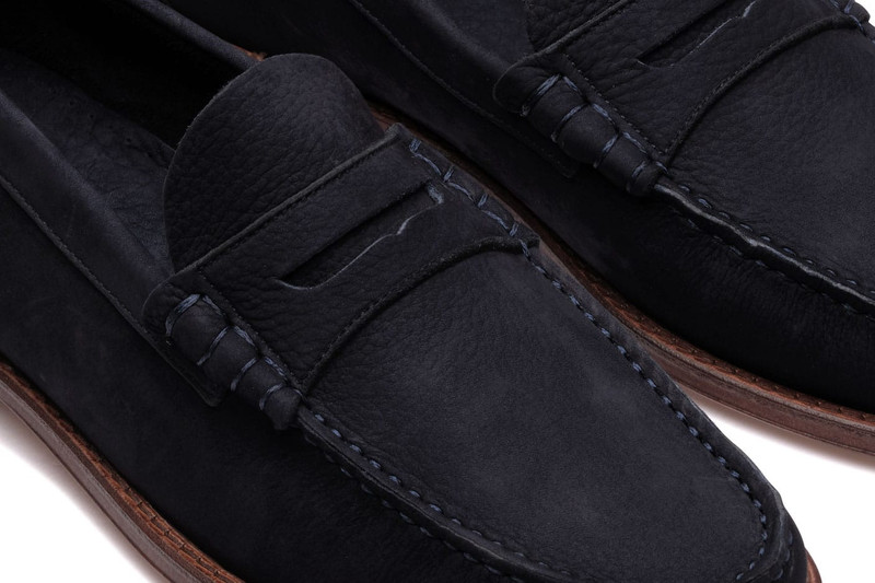 Coraux Taurillon Nubuck Navy - Leather Sole 6