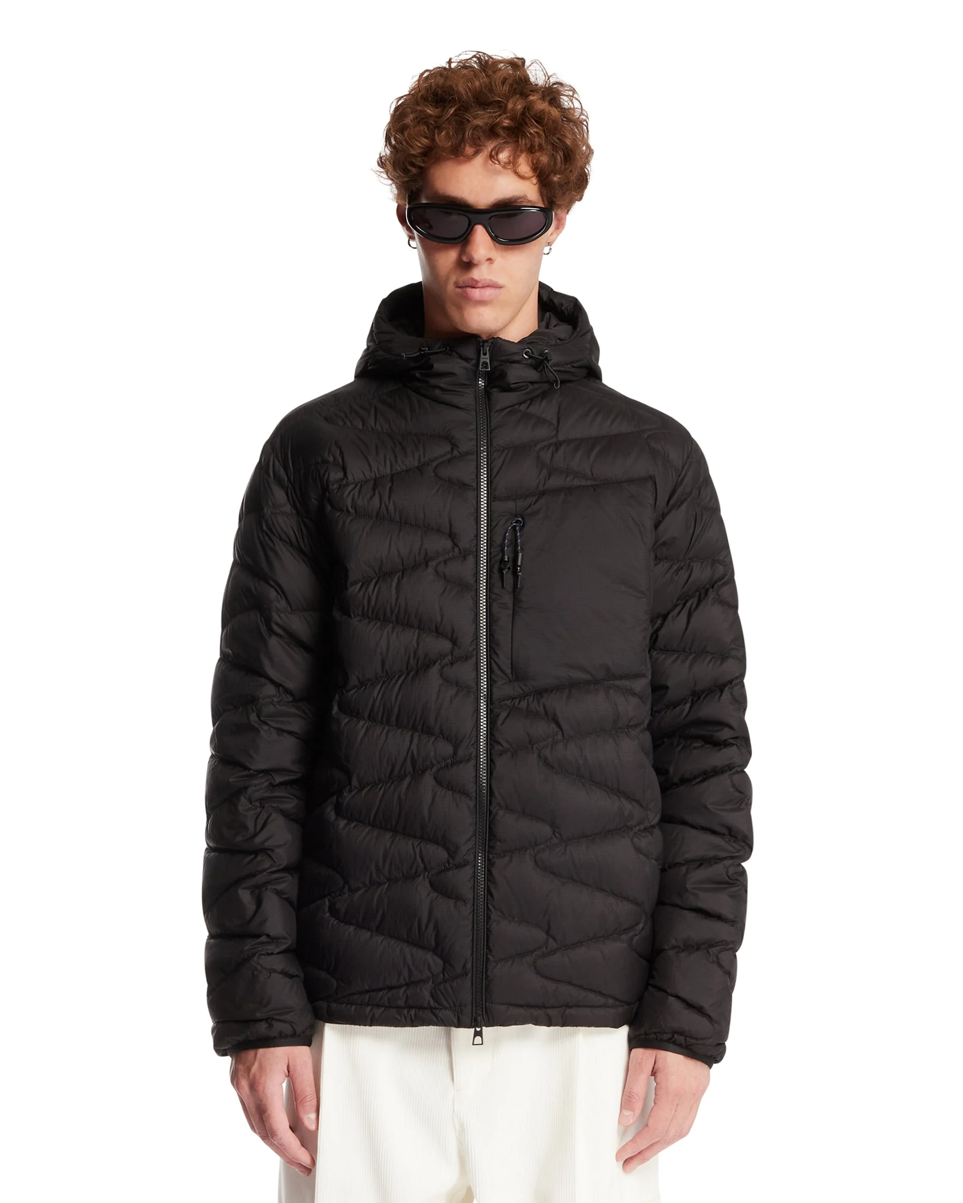 Black Tidone Short Wave-Quilted Down Jacket - 1