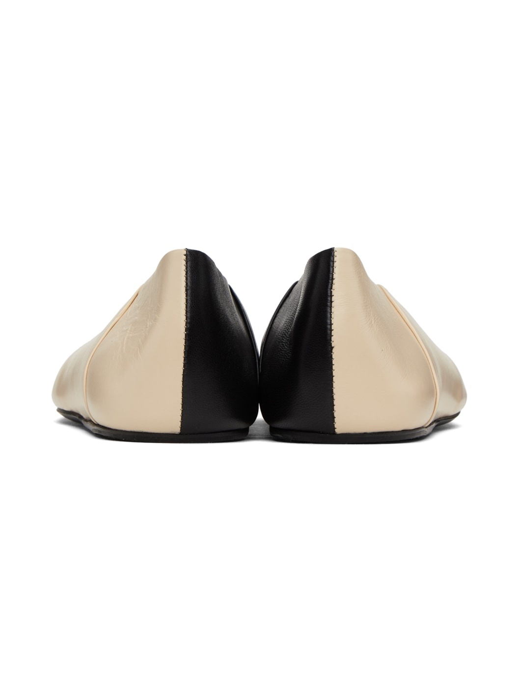 Off-White & Black Square Toe Ballerina Flats - 2