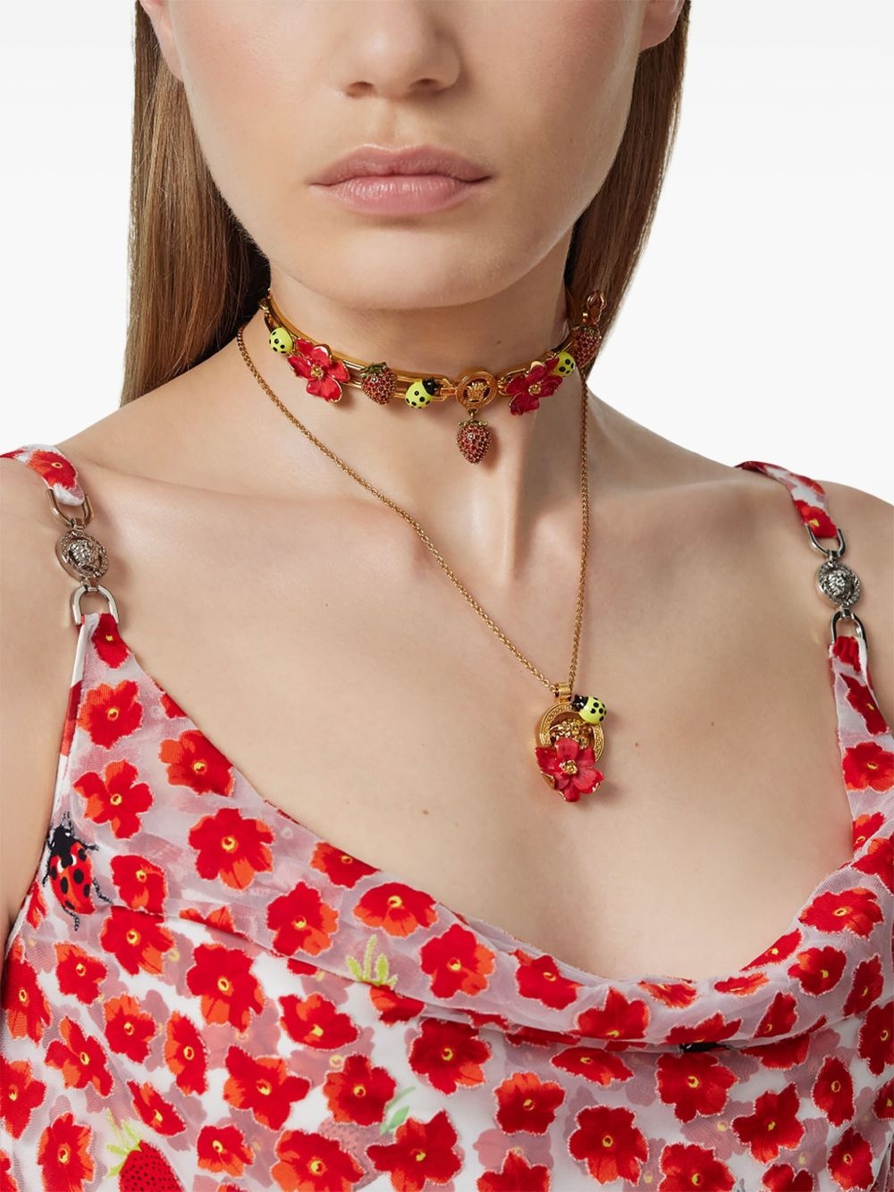 Strawberry Garden Devore-print mini dress - 5