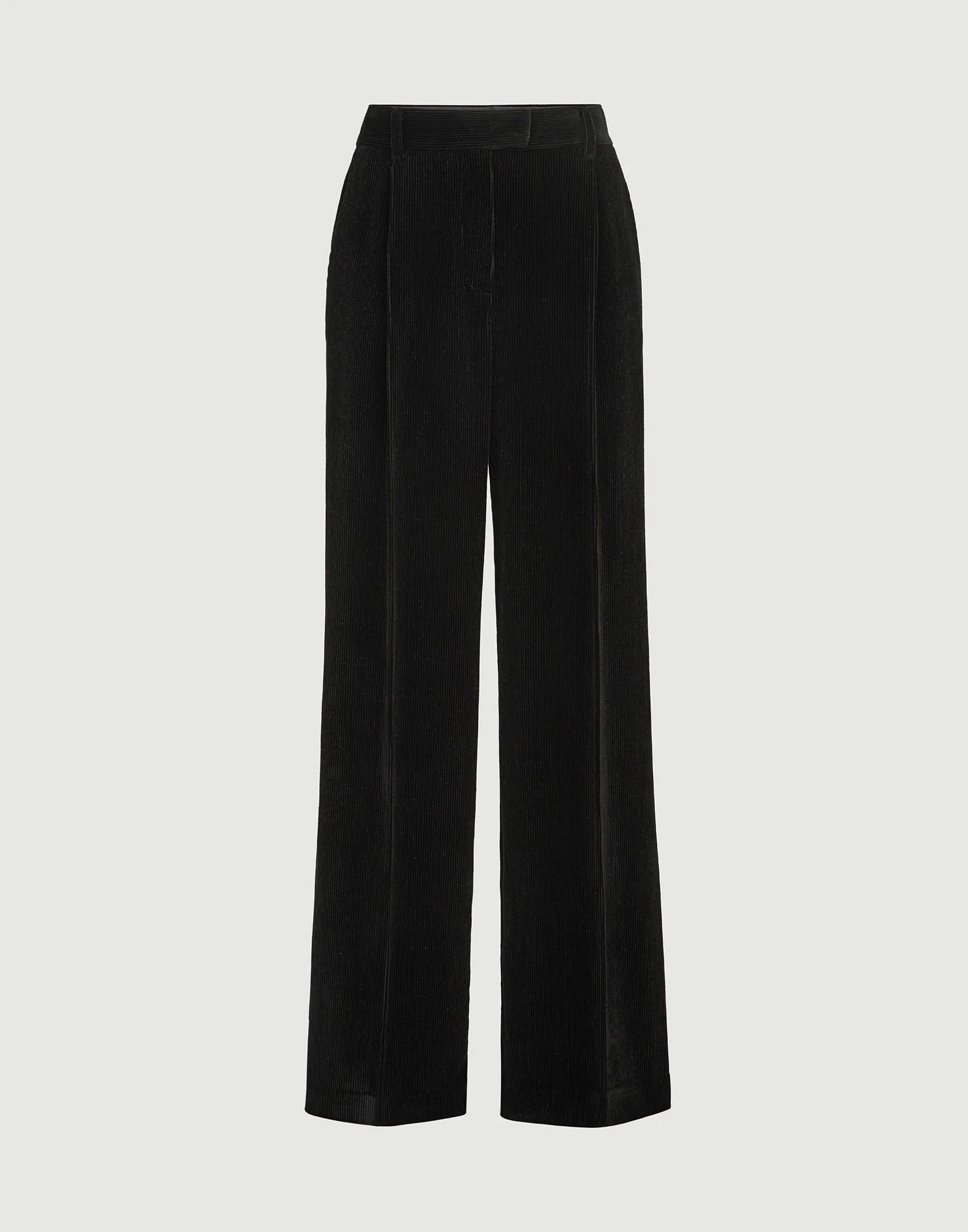 Sparkling corduroy loose pleated trousers with monili - 1