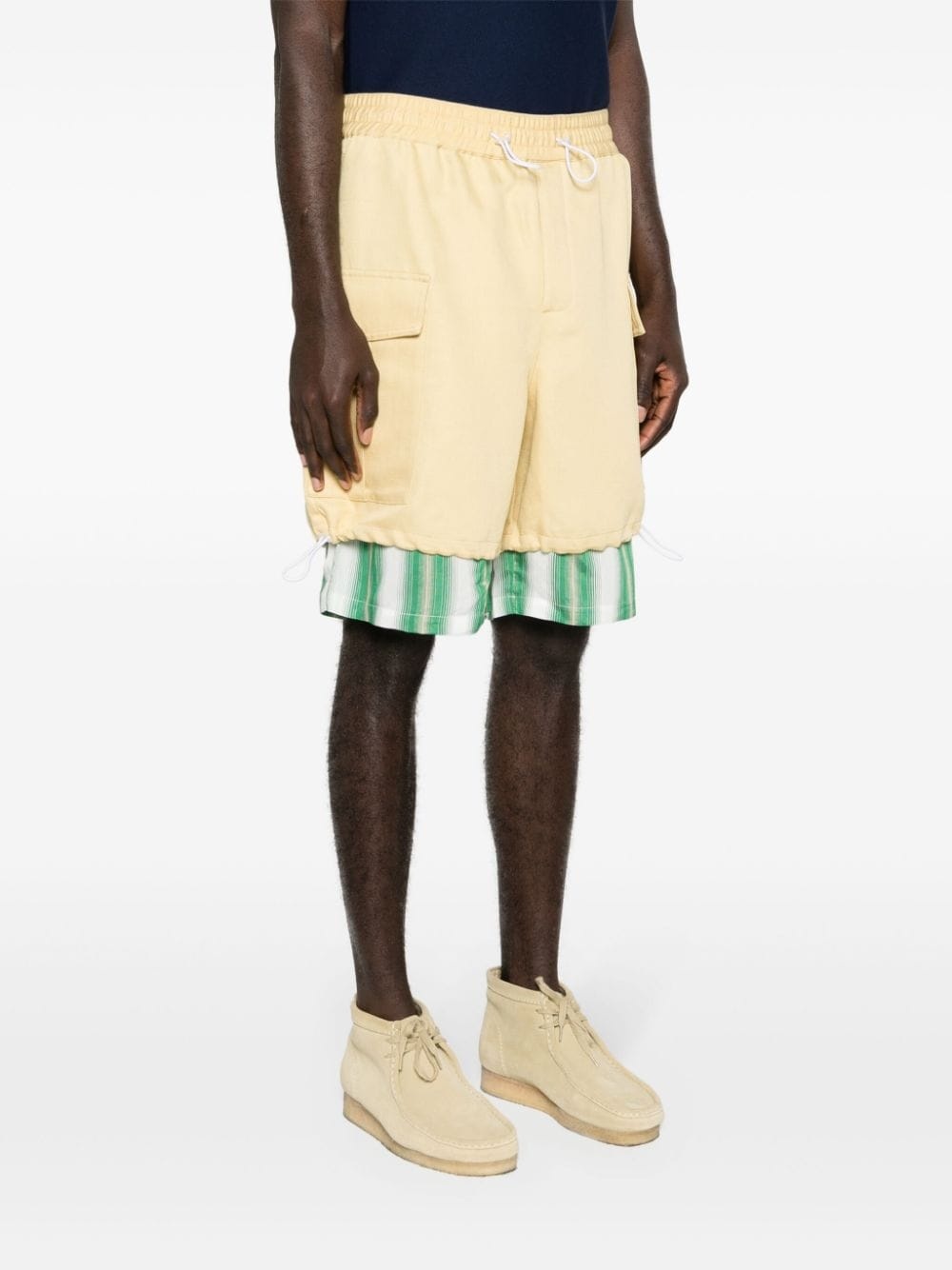 layered twill cargo shorts - 3