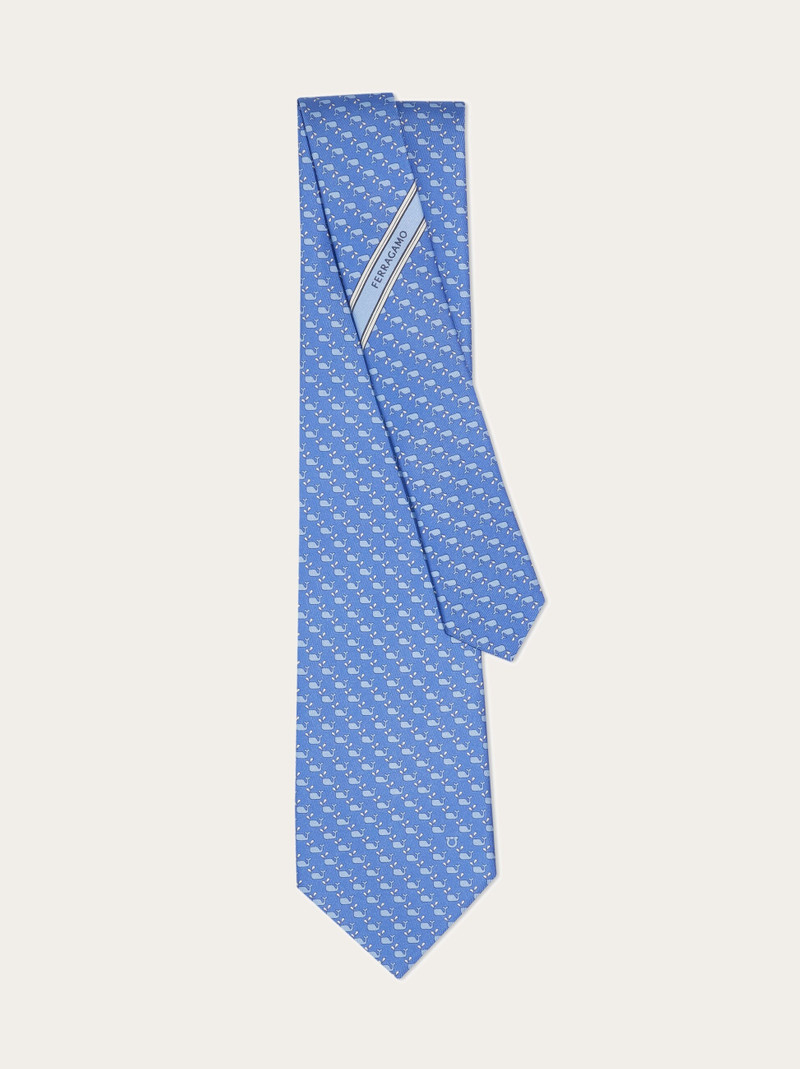 Whale print silk tie 3