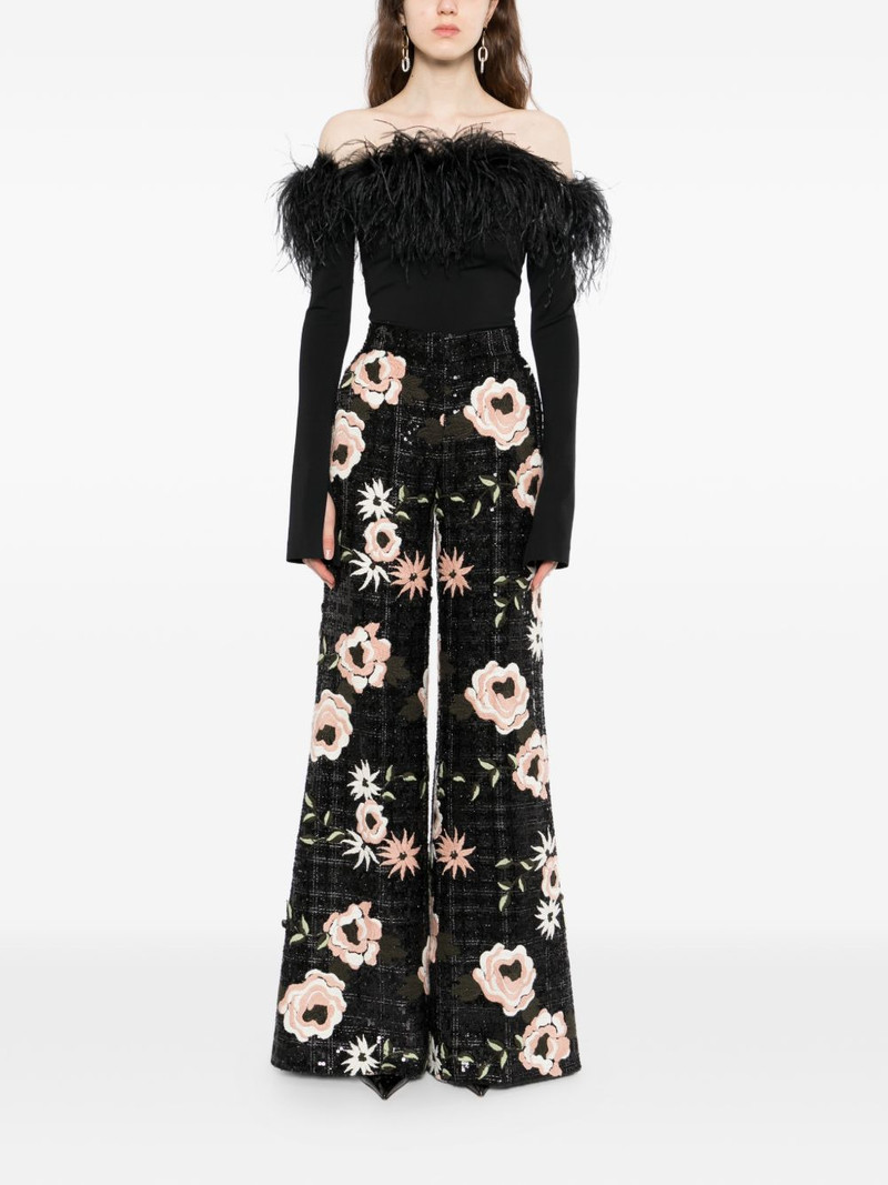 ELIE SAAB floral-embroidered flared trousers outlook