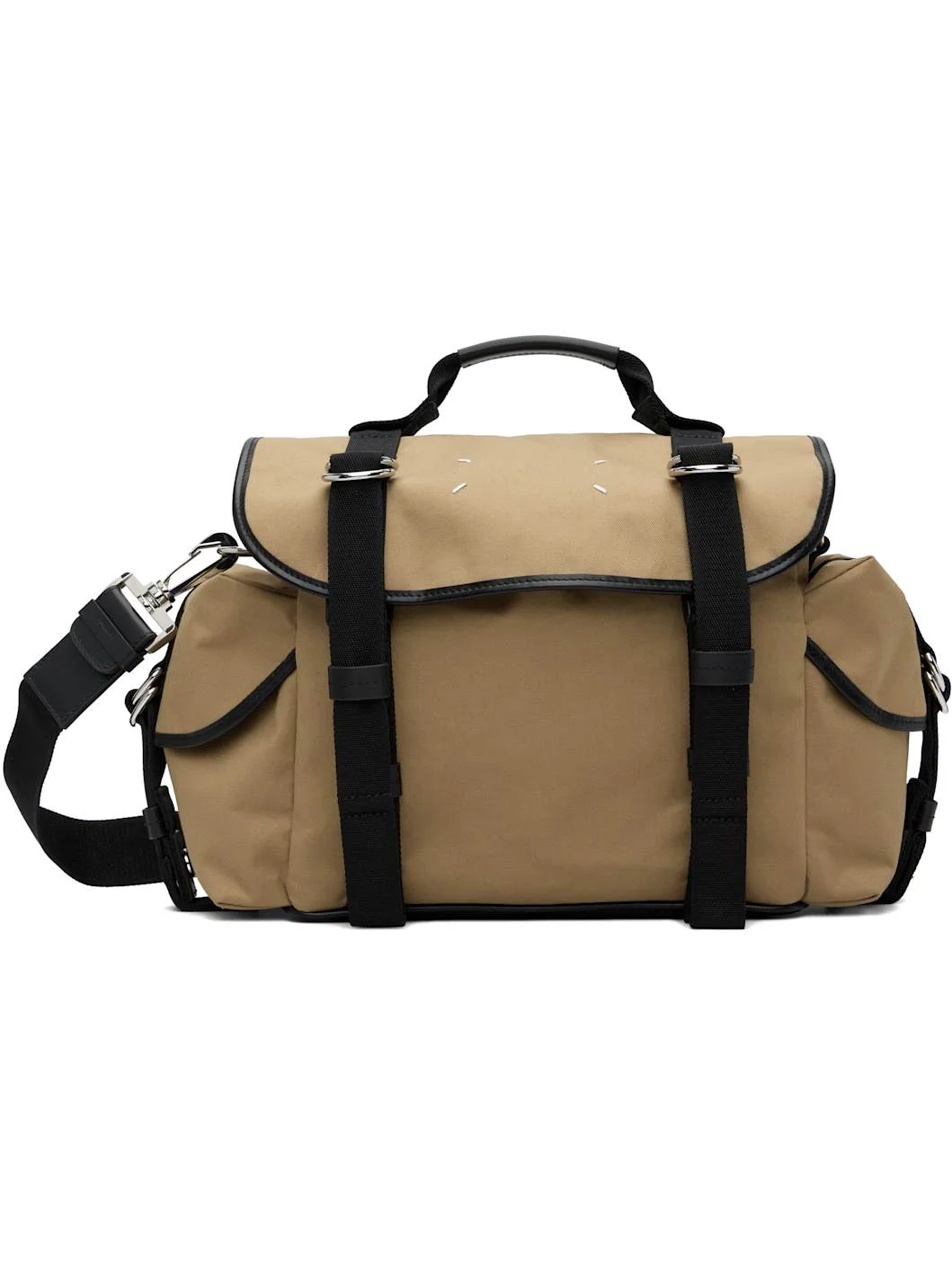 Beige & Black High Tech Messenger Small Bag - 1