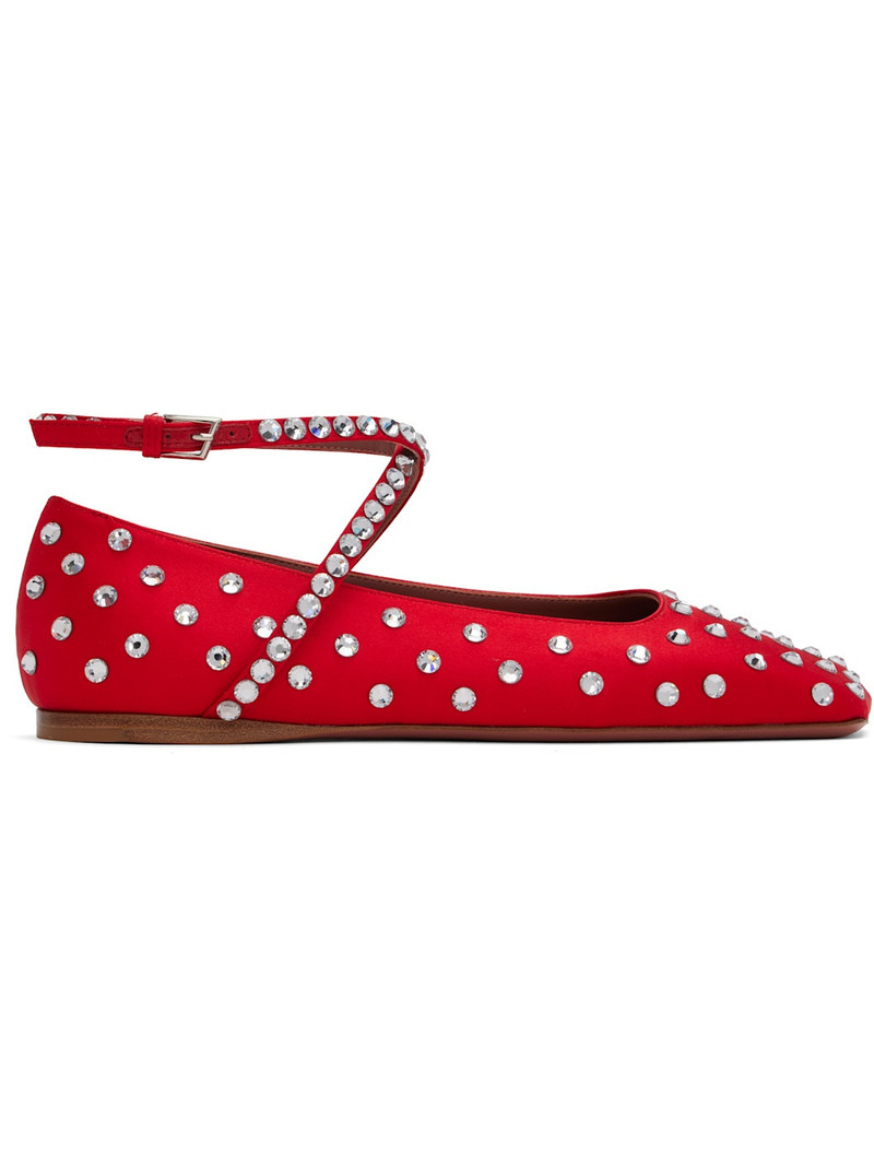 Red Ane Crystal Lace Up Ballerina Flats 1