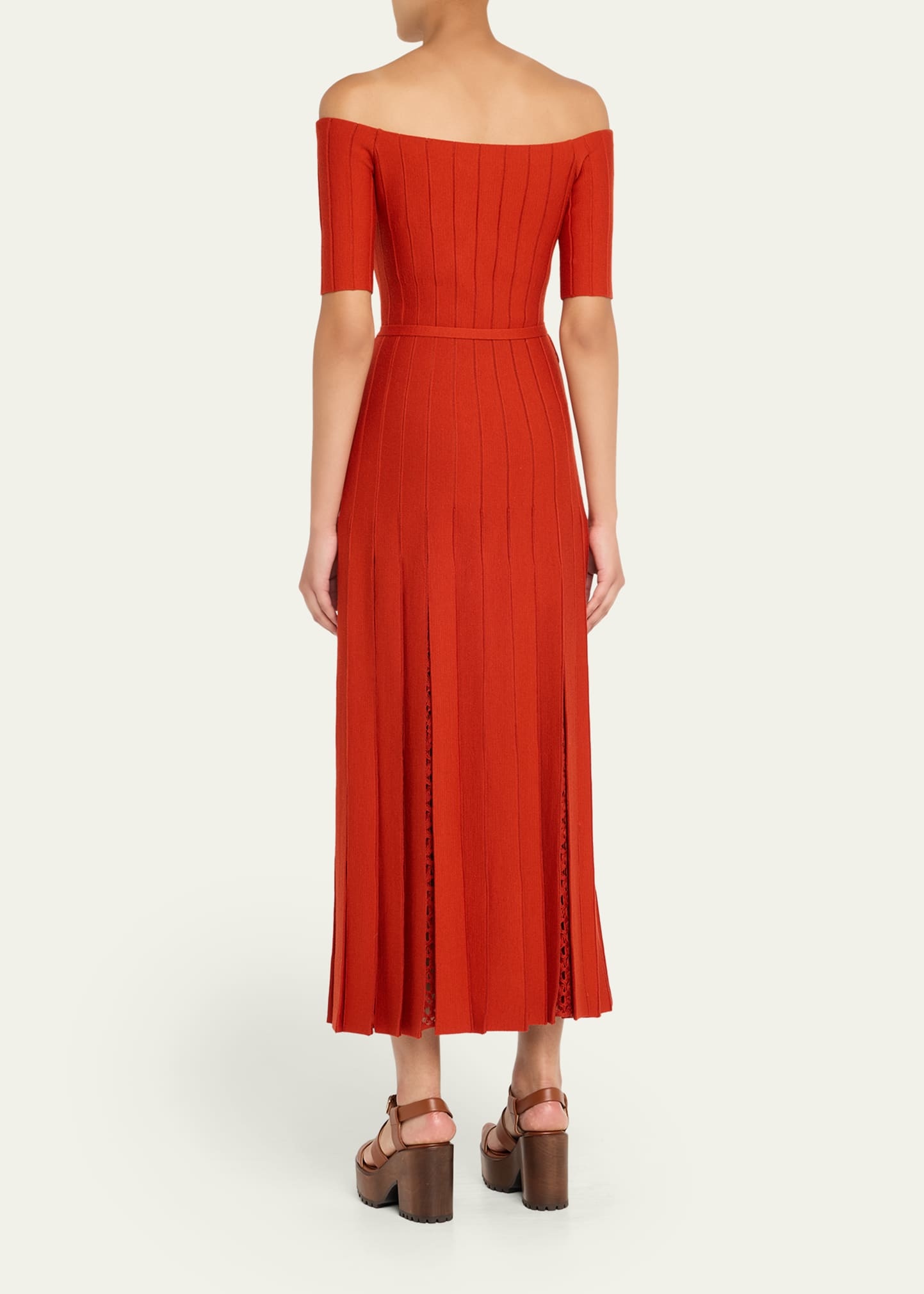 Kurt Off-The-Shoulder Pleated Merino Dress - 3