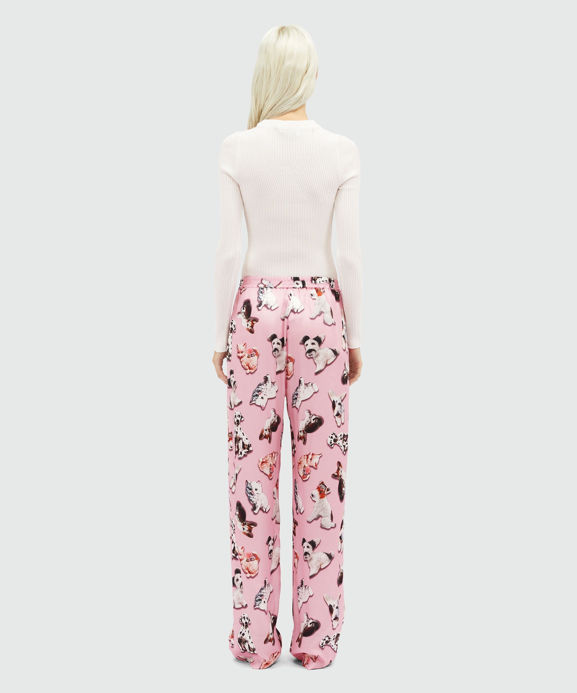 Straight pants with "Ceramic Puppies" motif - 3