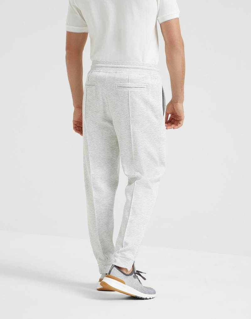 Brunello Cucinelli Cotton, cashmere and silk French terry double cloth trousers with Crête detail and elasticated zippe outlook