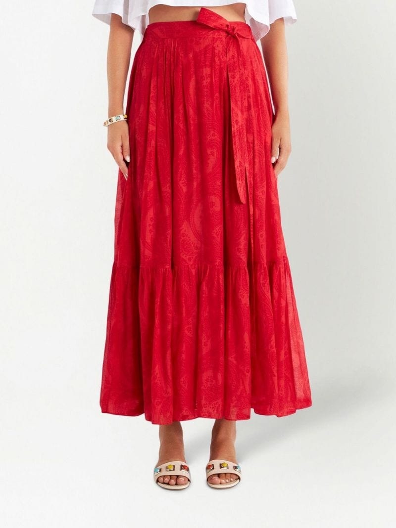 bow-detail ruffled long skirt - 3