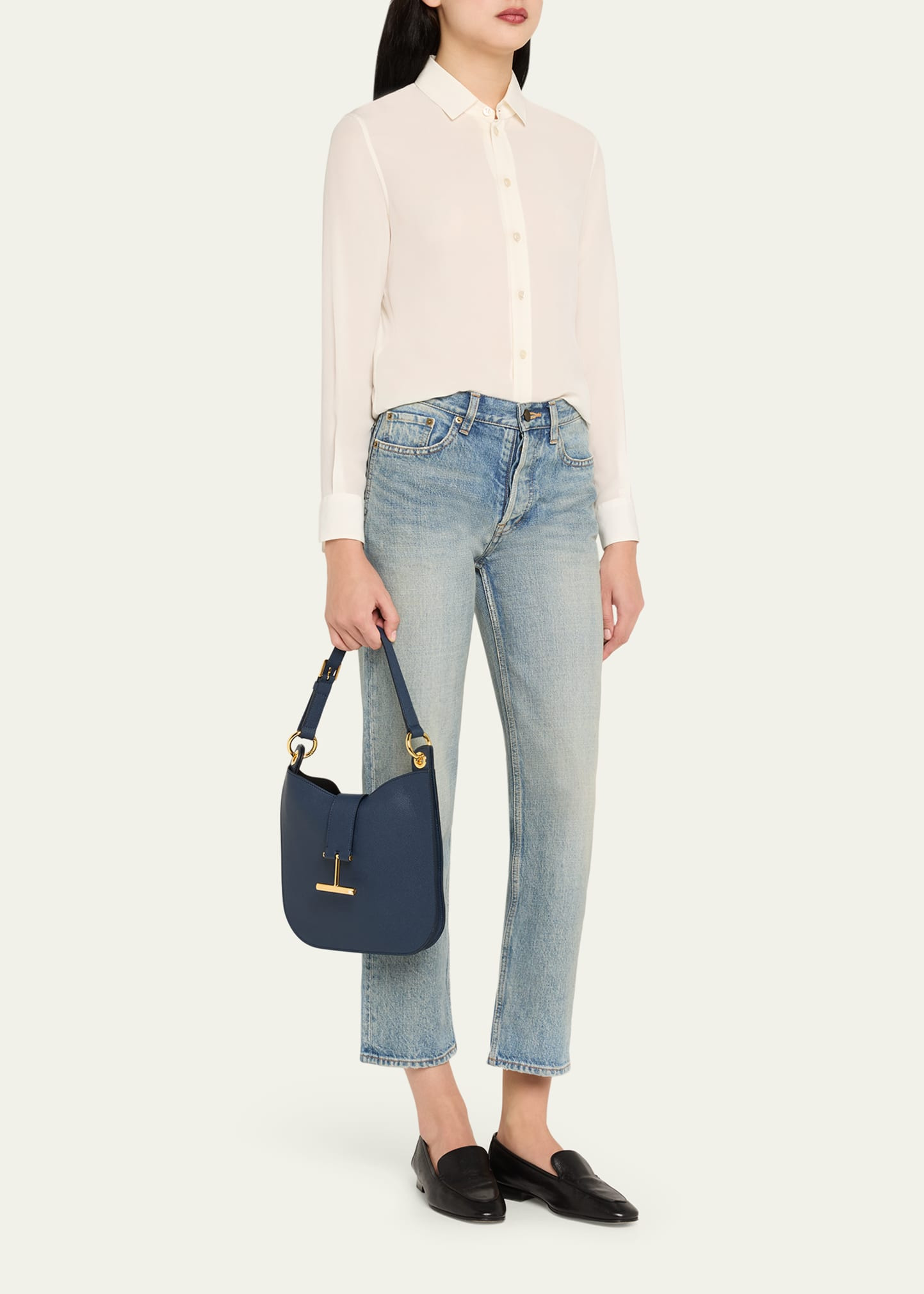 Tara Small Hobo Crossbody in Grained Leather - 6
