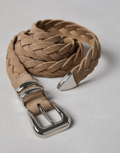 Brunello Cucinelli Reversed calfskin braided belt with tip outlook