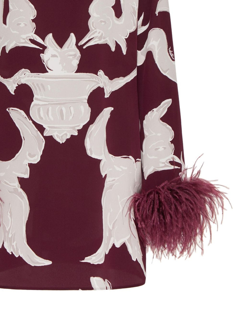 Valentino feather-embellished patterned midi dress outlook