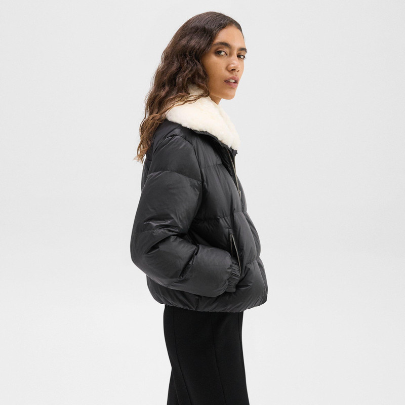 Shearling-Trimmed Puffer Jacket in Recycled Nylon 3