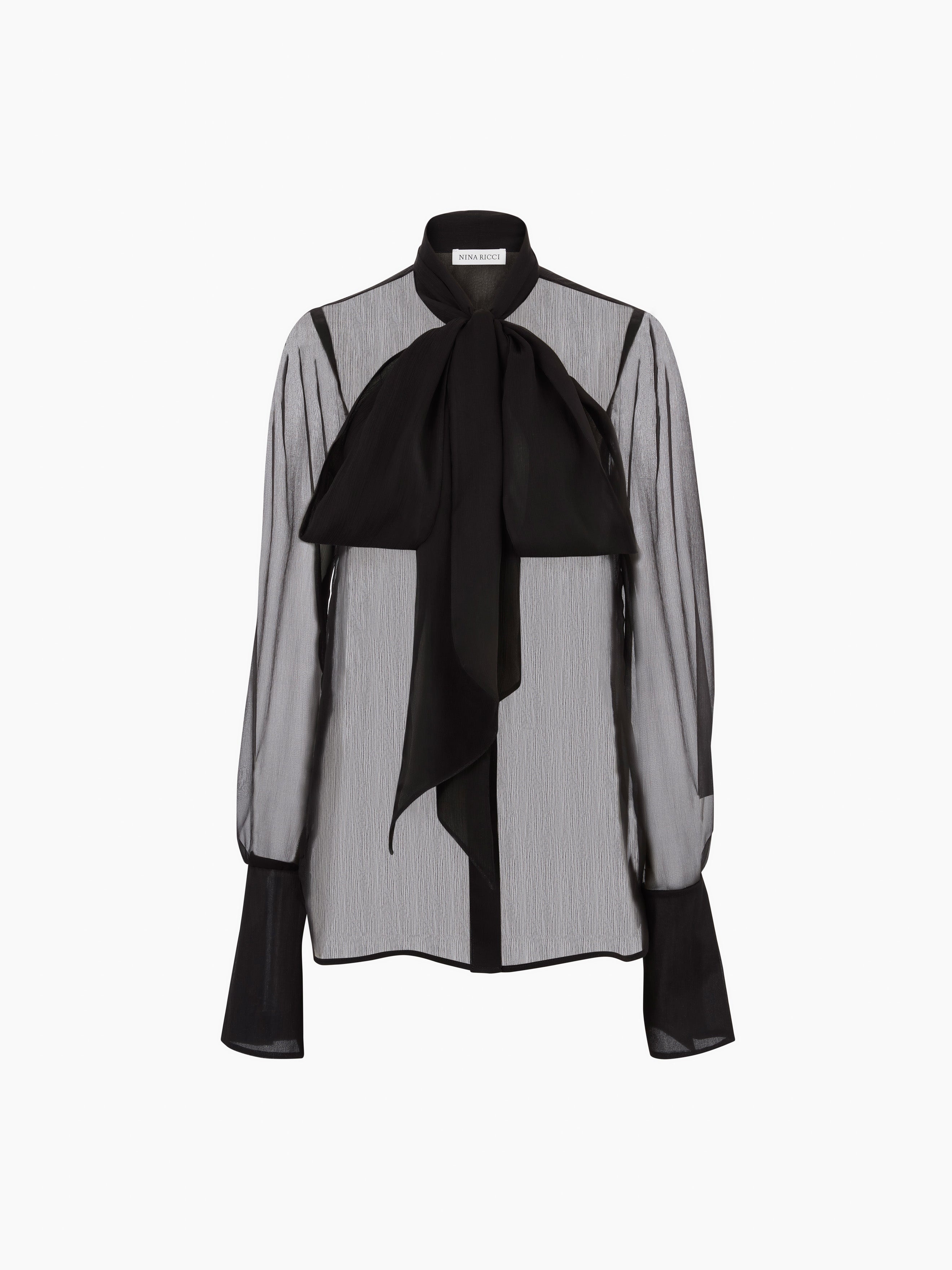 SATIN LAVALIERE SHIRT - 5