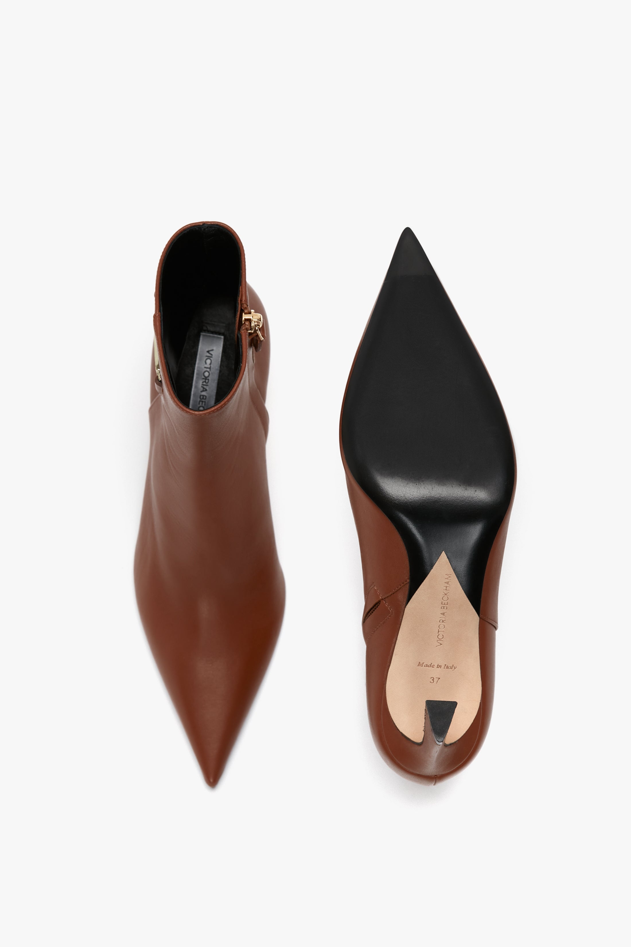 Pointed Toe Half Boot In Tan Leather - 4