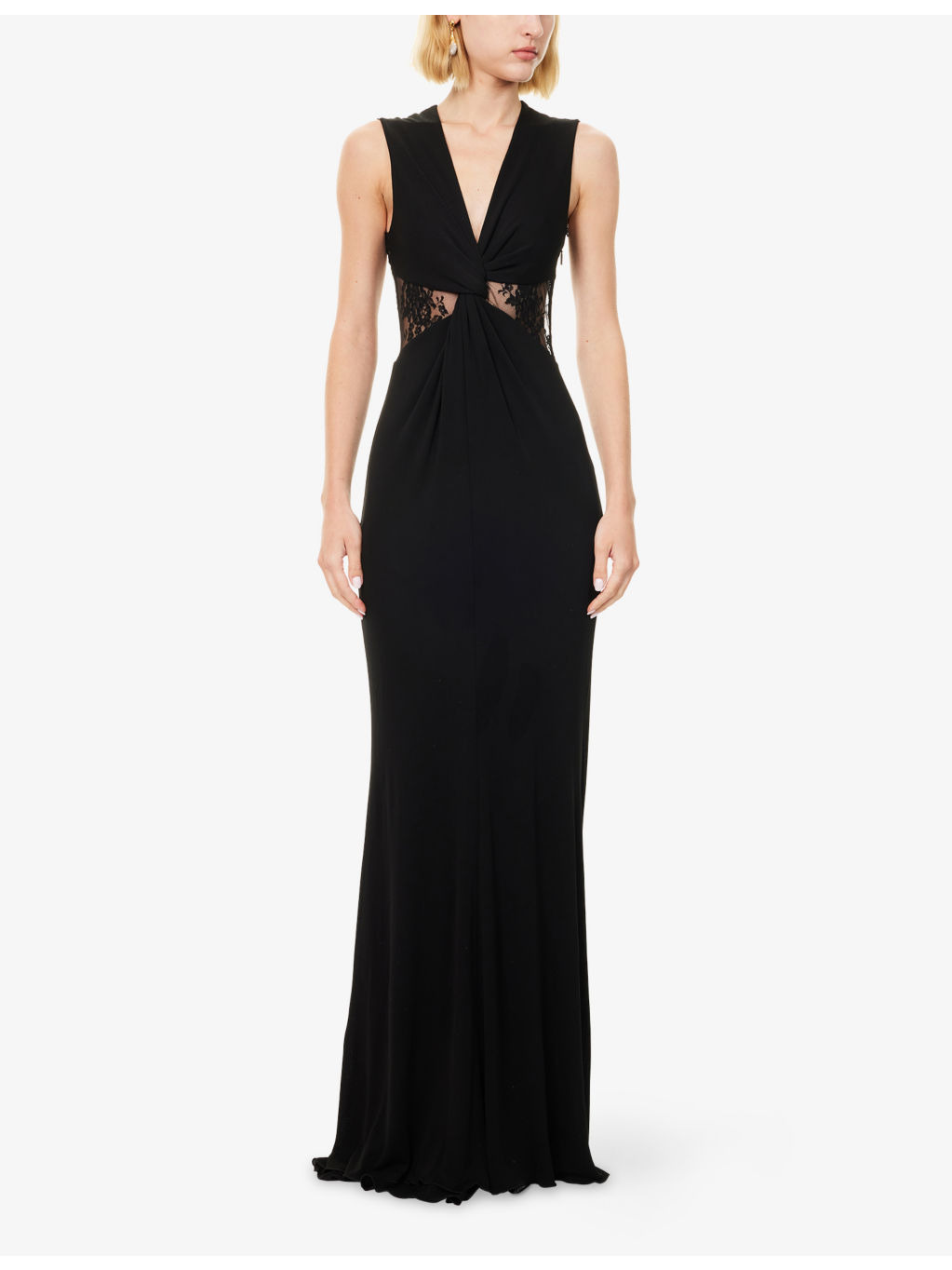 Cut-Out Lace-Panel Woven Gown - 3