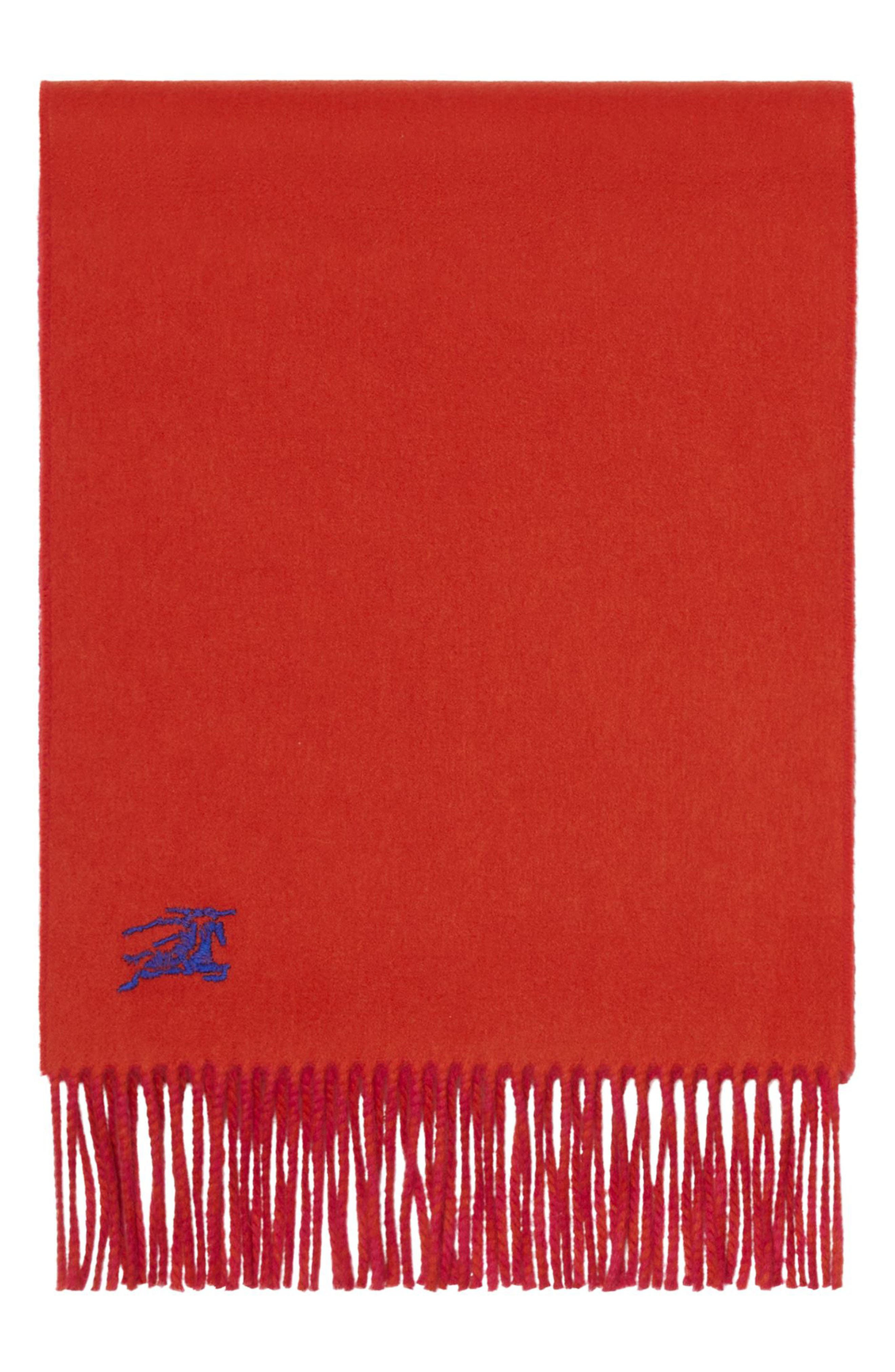burberry Reversible EKD Embroidered Cashmere Scarf in Tart/Roux at Nordstrom - 4