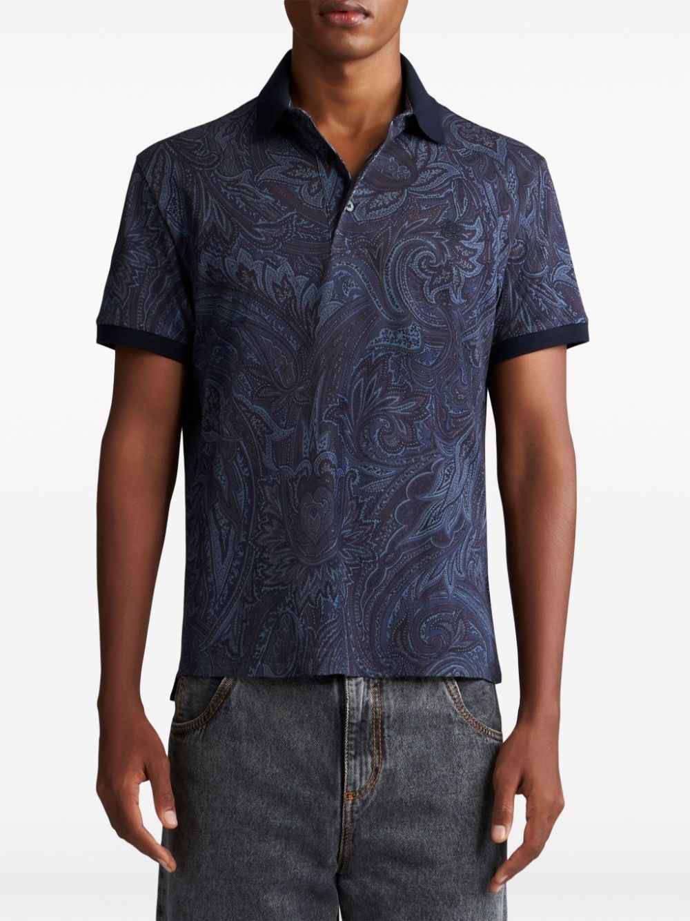 paisley-print cotton polo shirt - 2