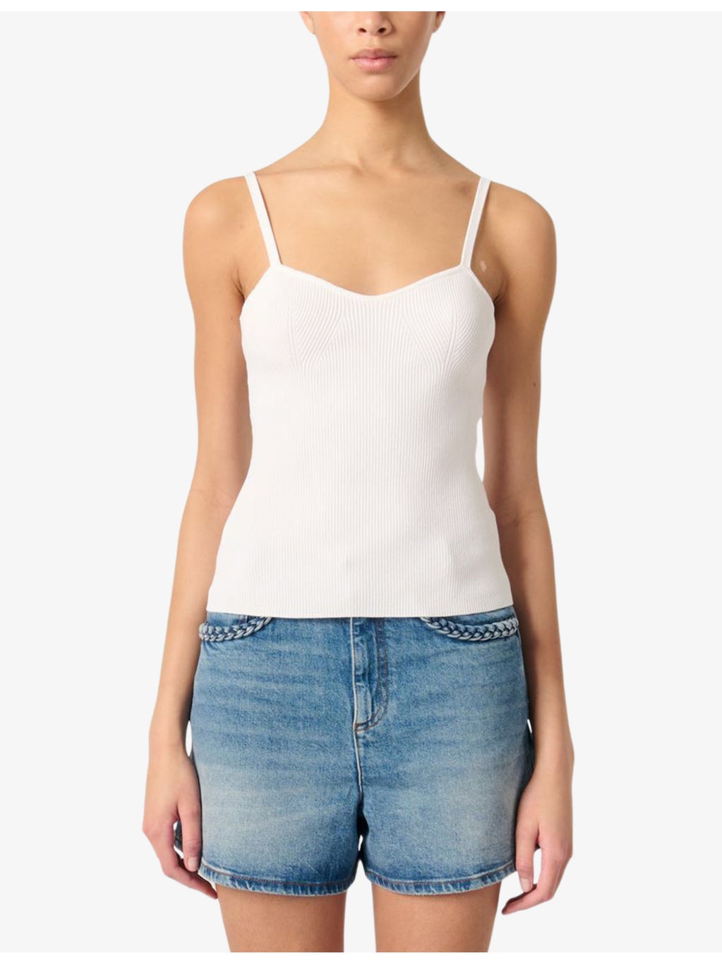 Sweetheart-Neck Slim-Fit Ribbed Stretch-Knit Top - 3