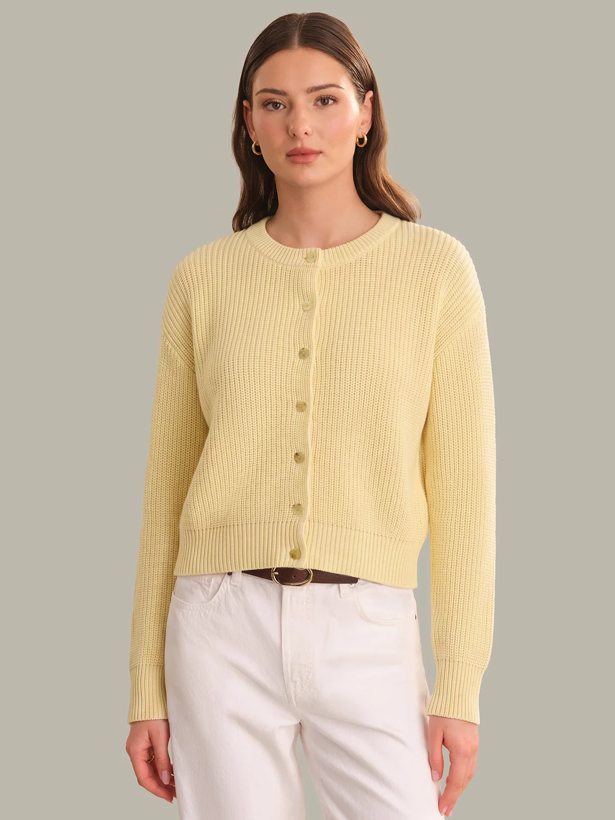 Marcie: Cotton Crewneck Cardigan - 1