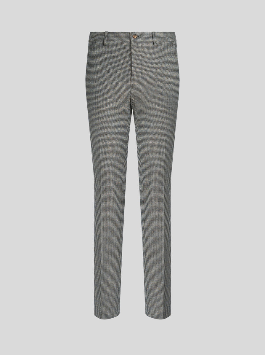 LINEN JACQUARD TROUSERS - 1