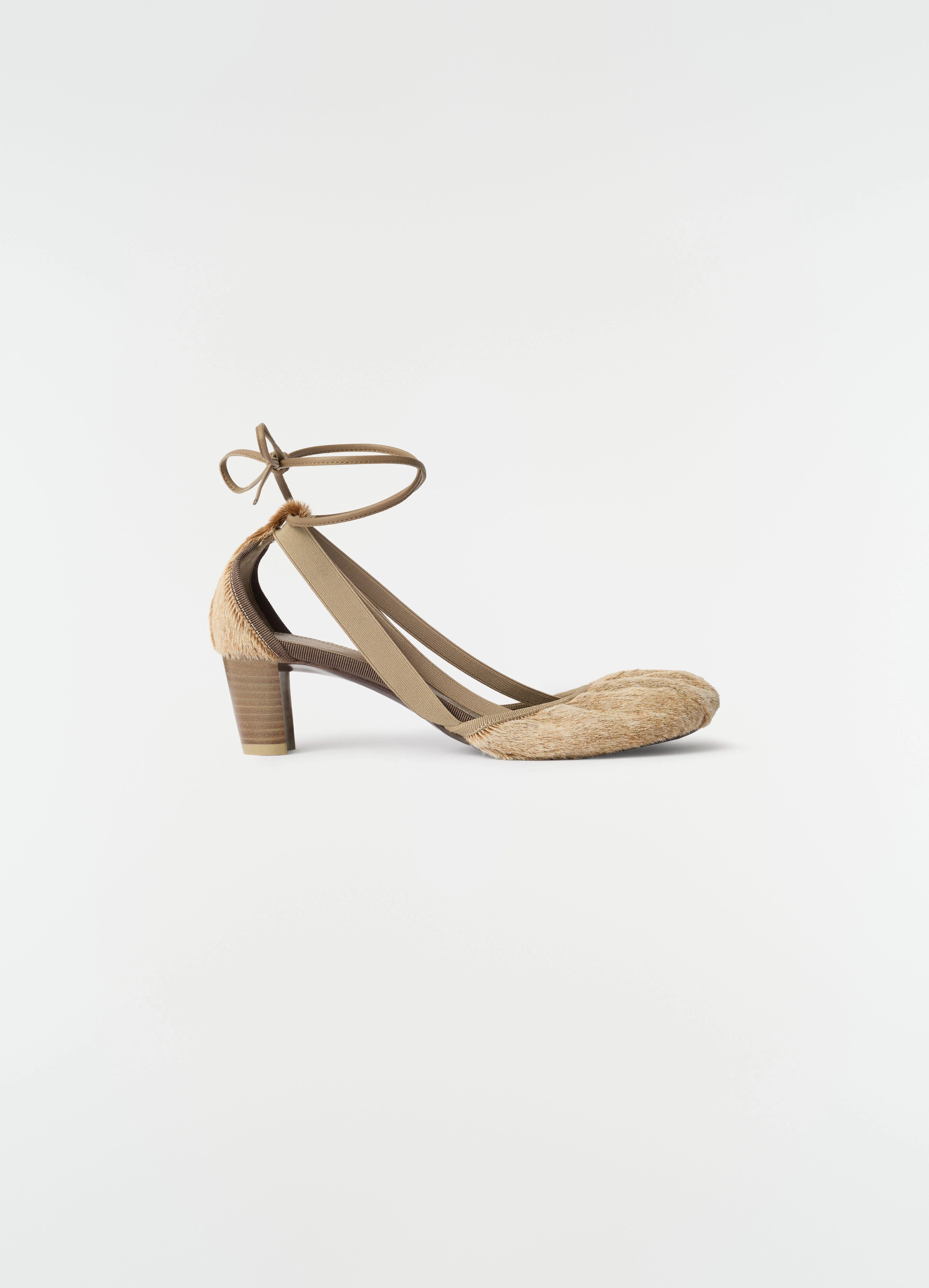 55 MM PEDILLE HEELED BALLERINAS IN NATURAL PONY-STYLE LEATHER - 1