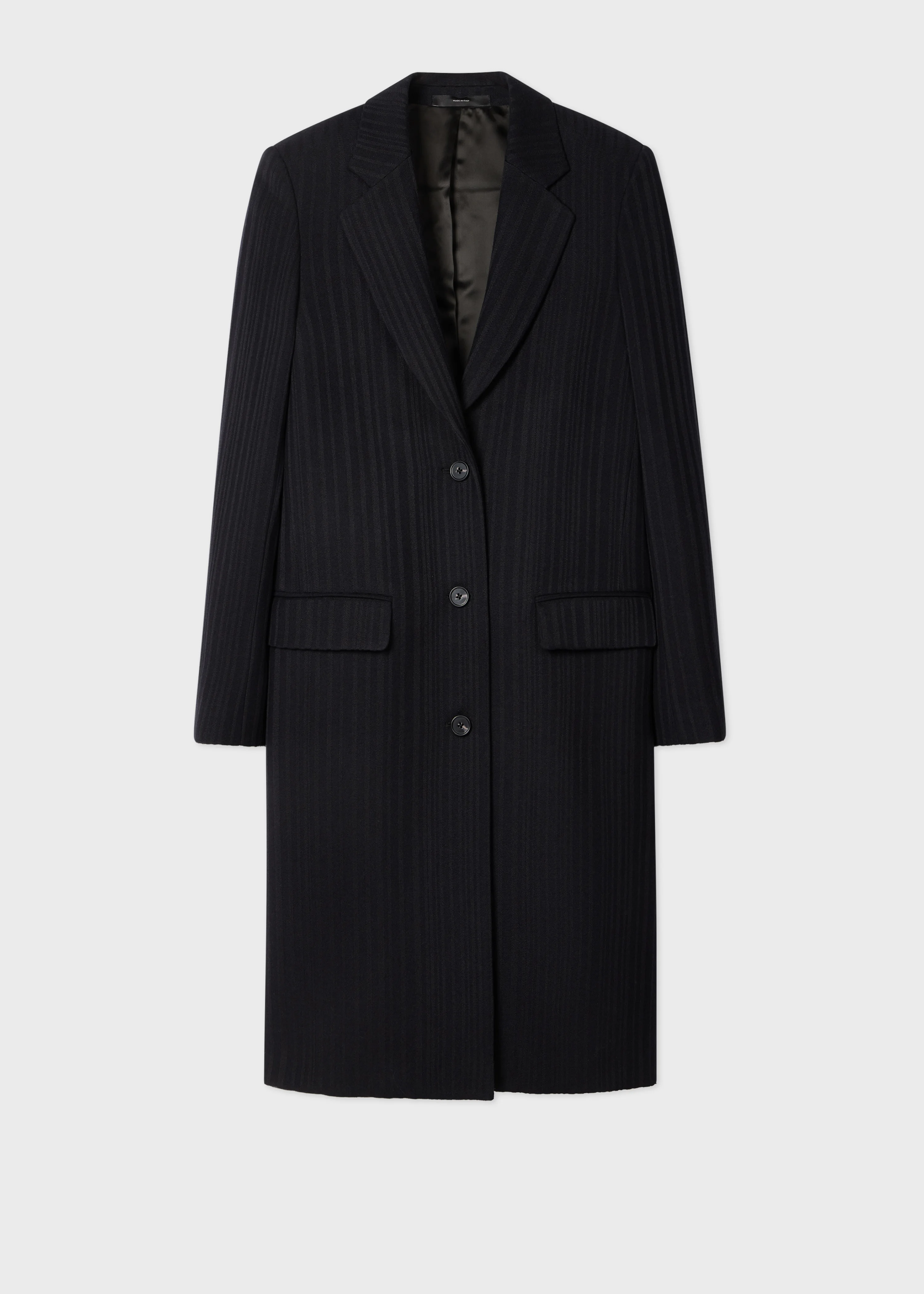 Women's Dark Navy 'Shadow Stripe' Cashmere-Blend Epsom Coat - 1