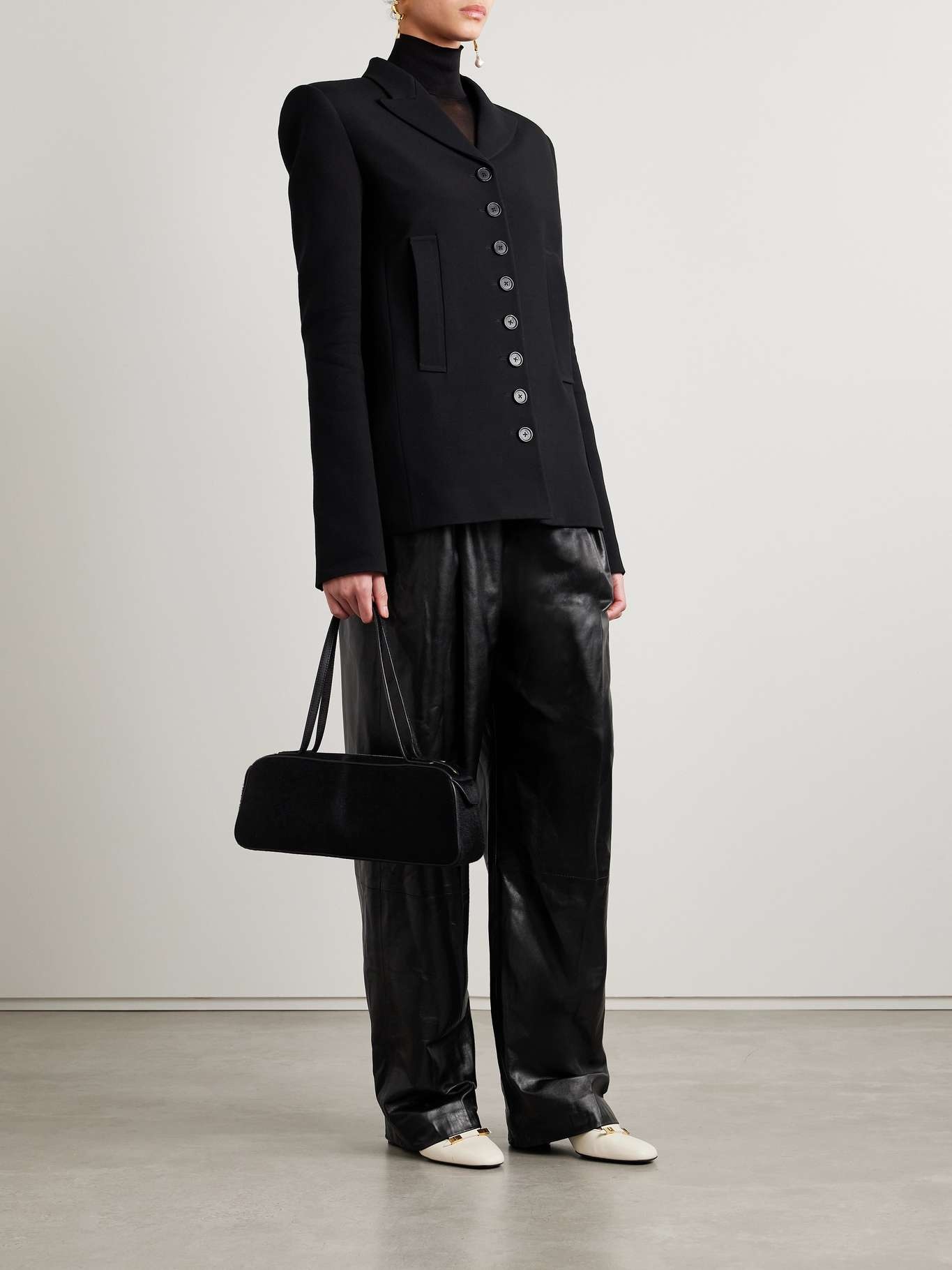 Trenton pleated leather pants Black - 2