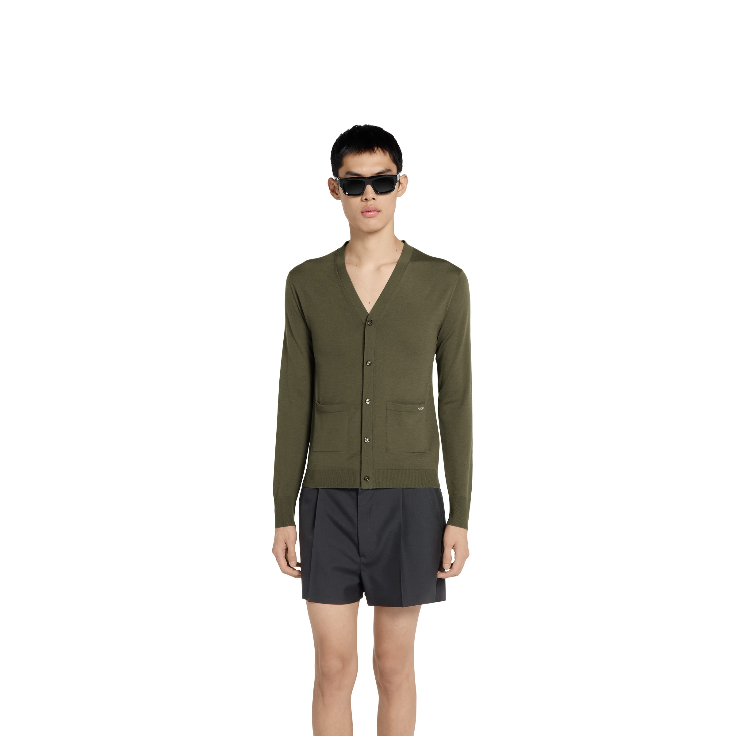Fine wool knit cardigan with intarsia - 3