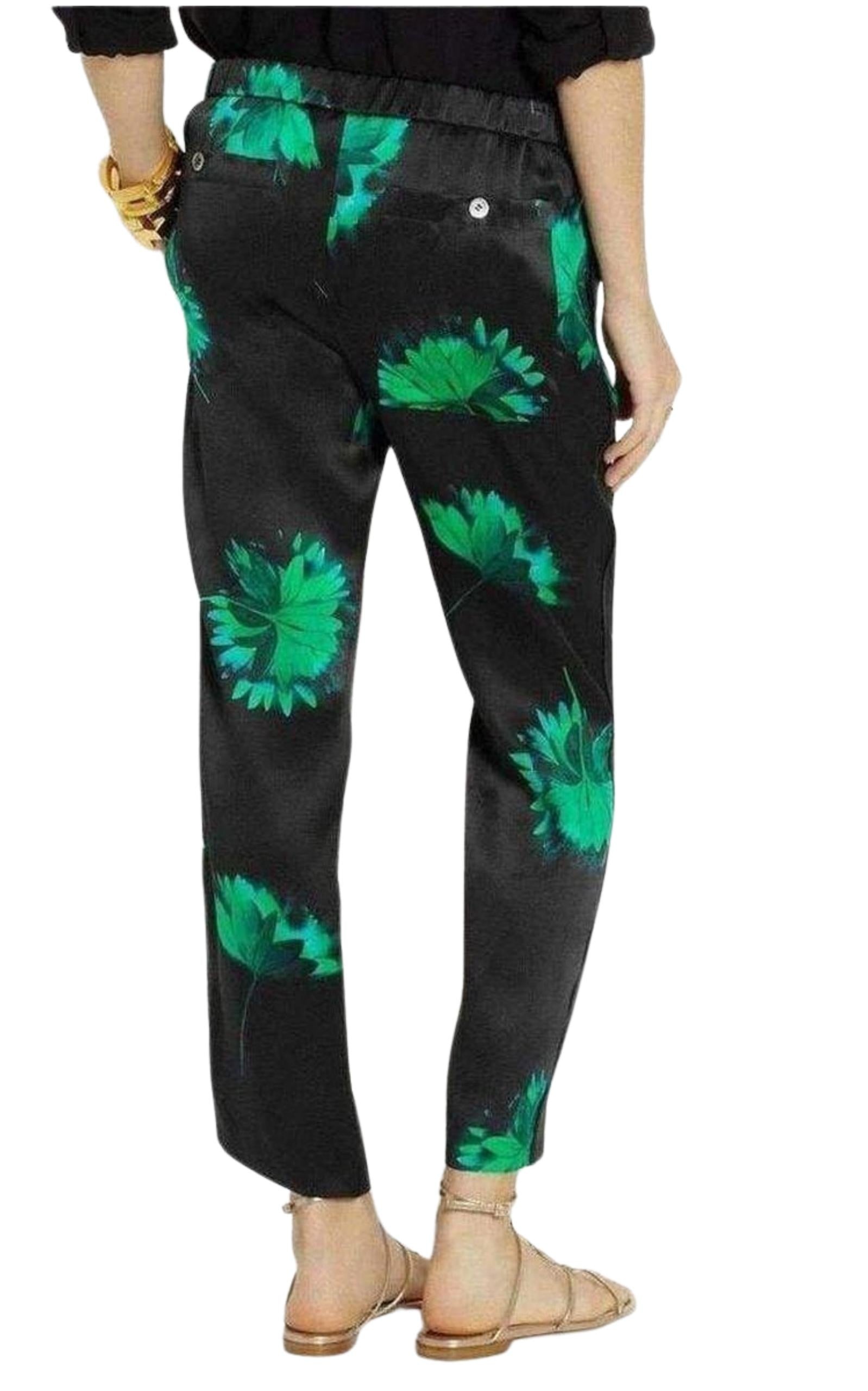 Floral Printed Silk Trousers - 5