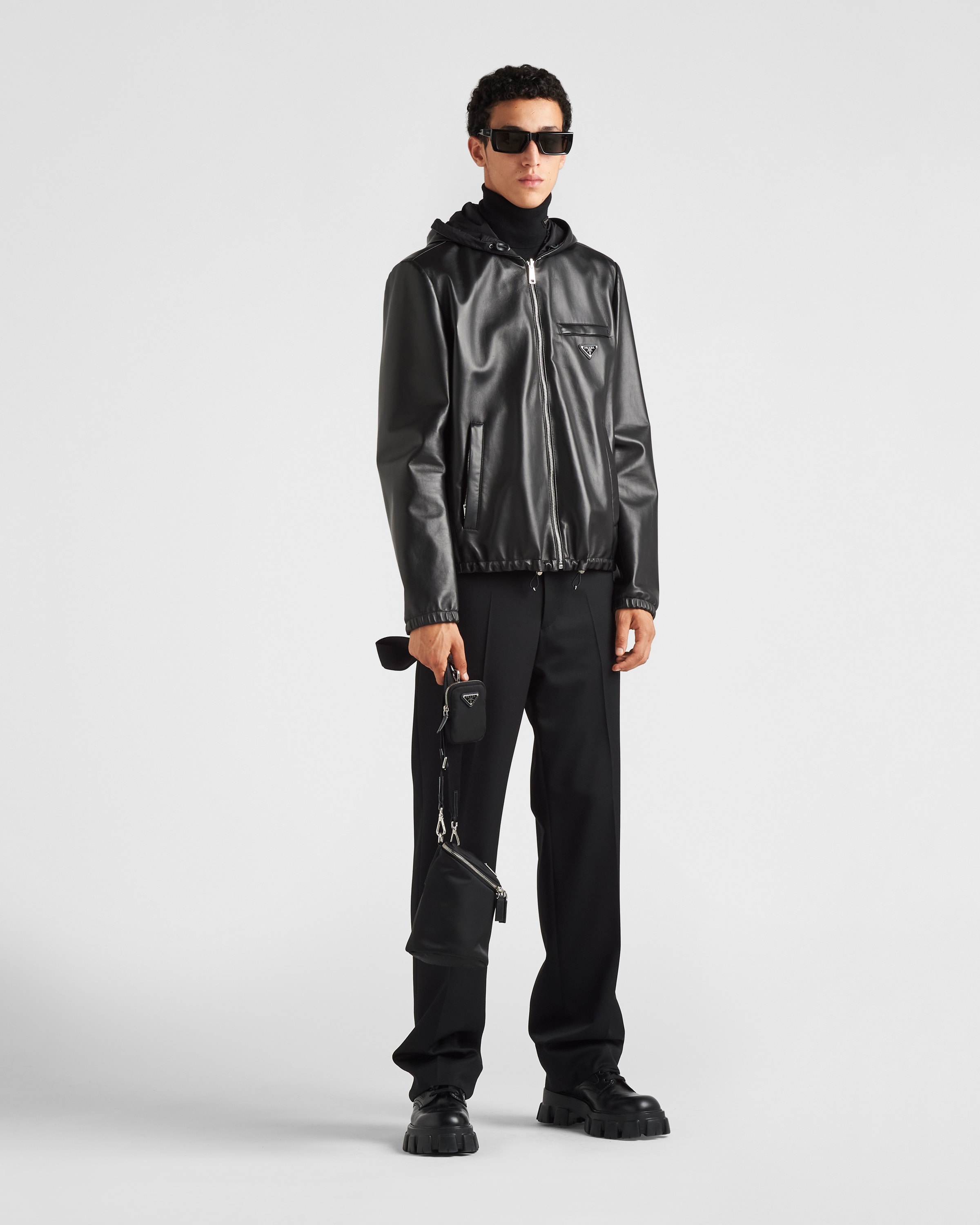 Reversible nappa and nylon blouson jacket - 2