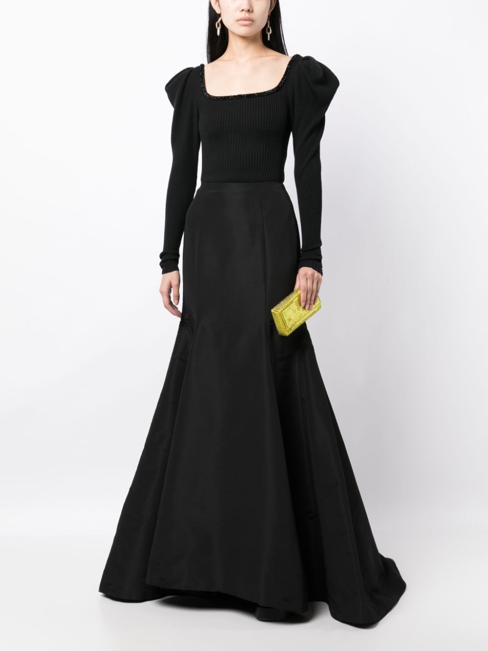 high-waisted trumpet silk skirt - 2
