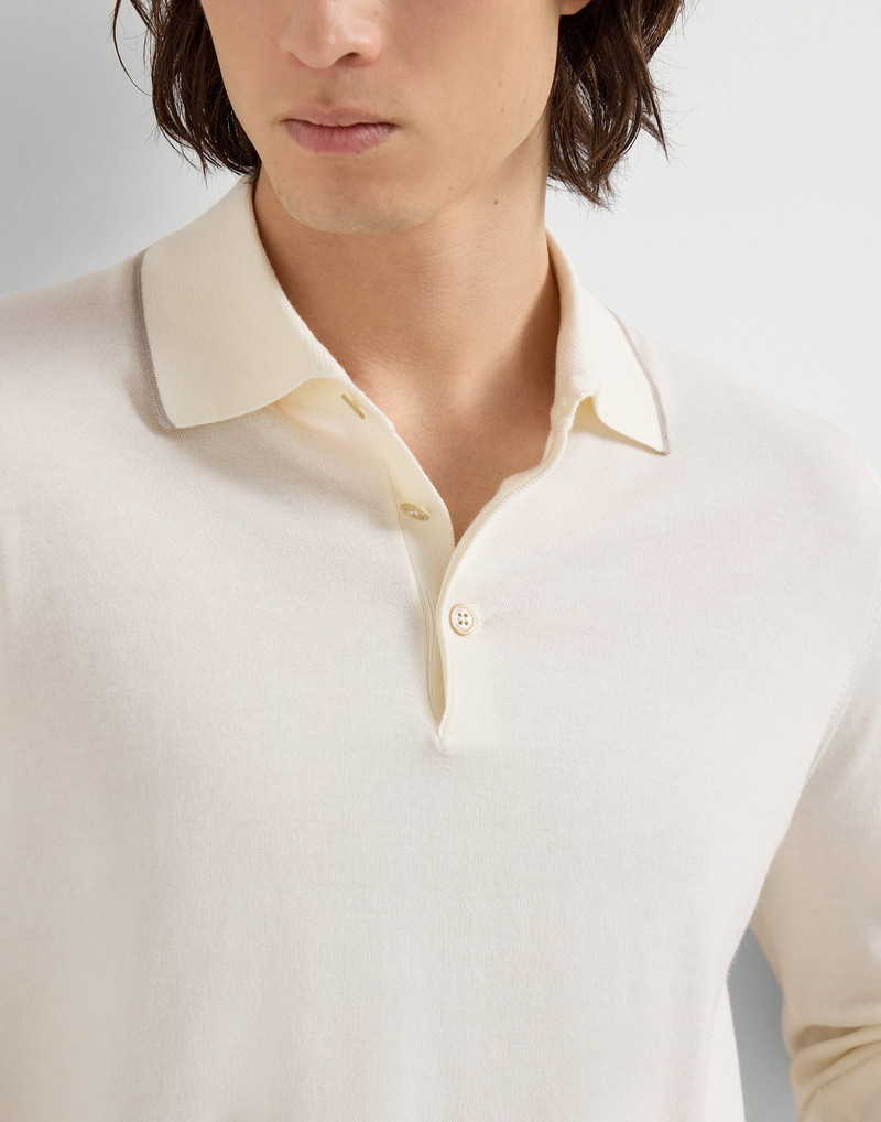 Sea Island cotton and cashmere lightweight knit polo 4