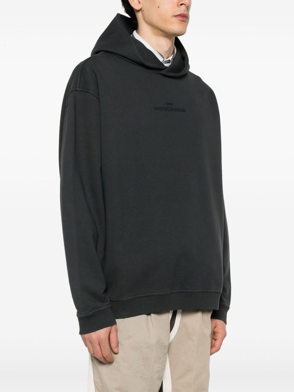 logo-embroidered cotton hoodie - 3