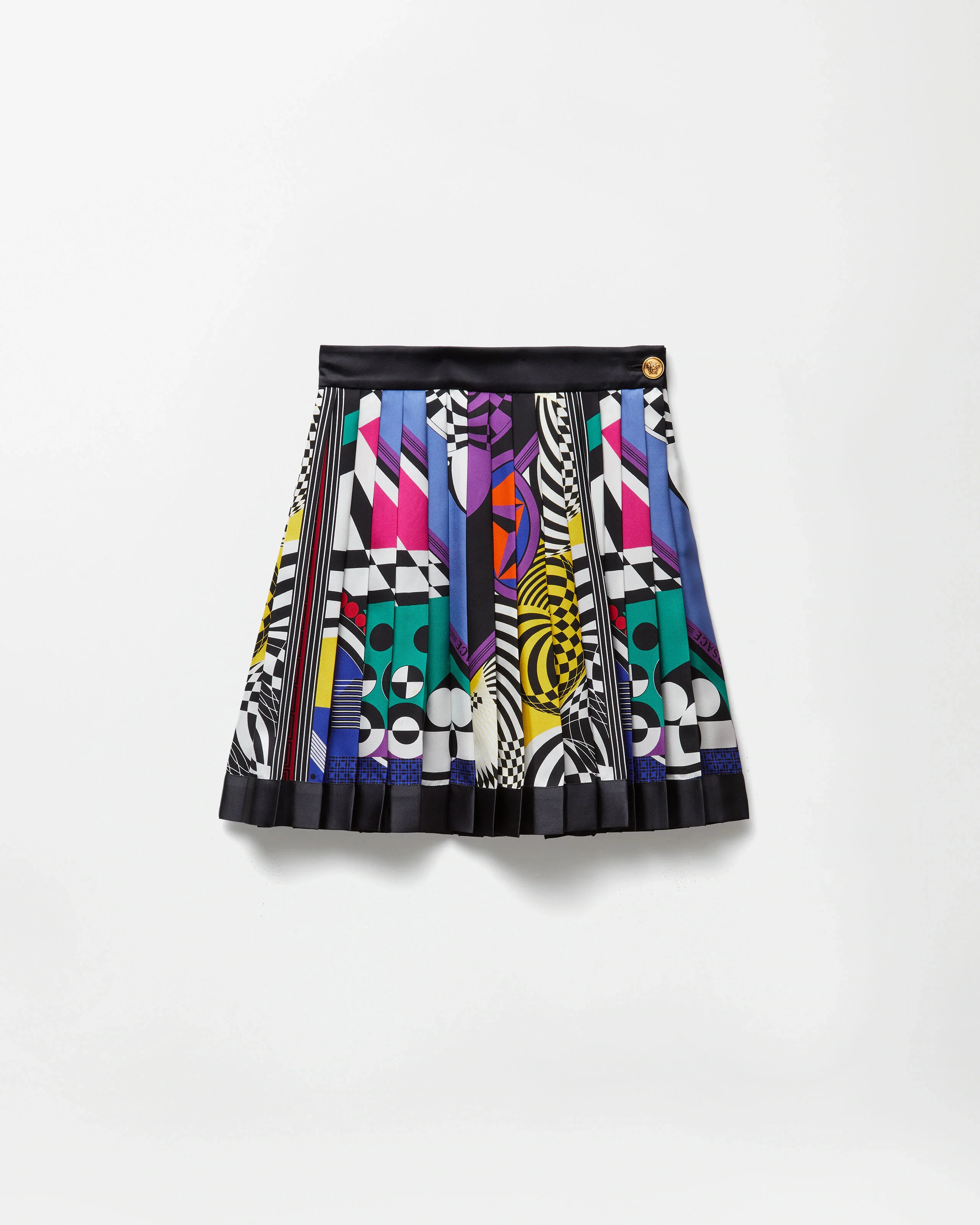 Printed Silk Twill Pleated Mini Skirt - 1