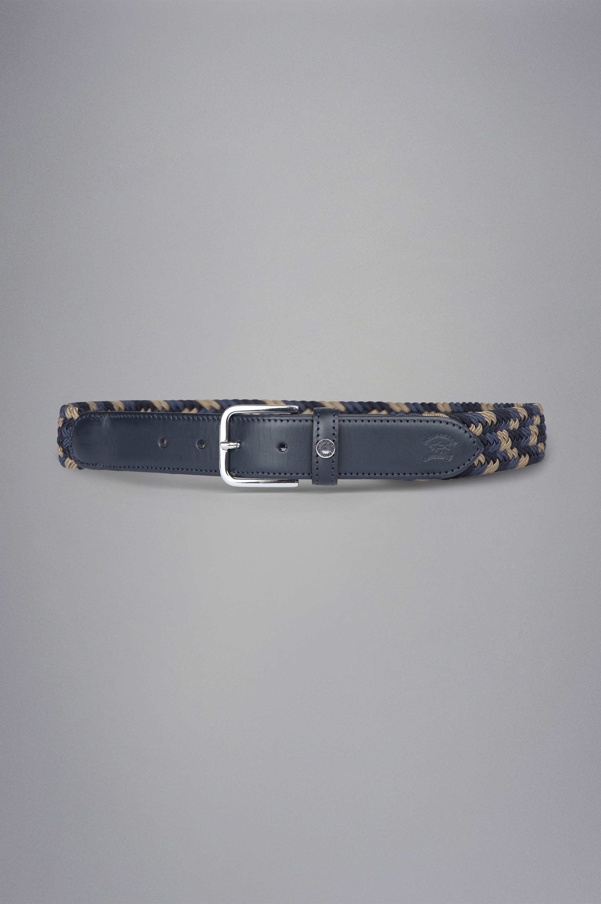 LEATHER TRIMMED WOVEN ELASTIC BELT - 1