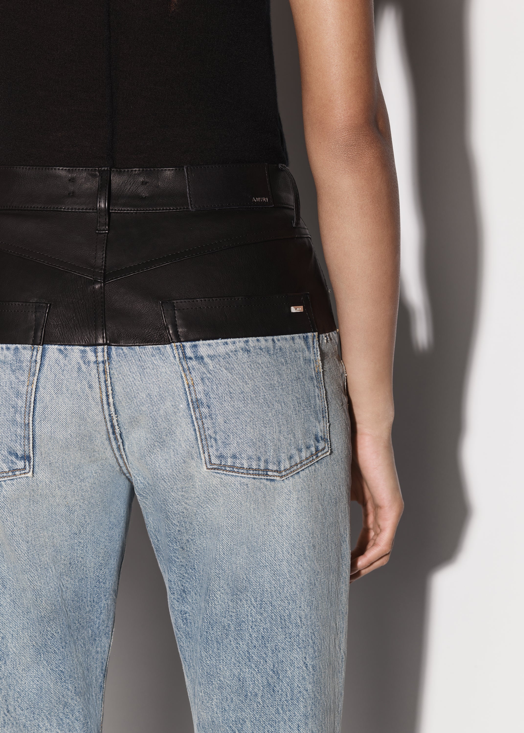 LEATHER HYBRID BOOTLEG JEAN - 9