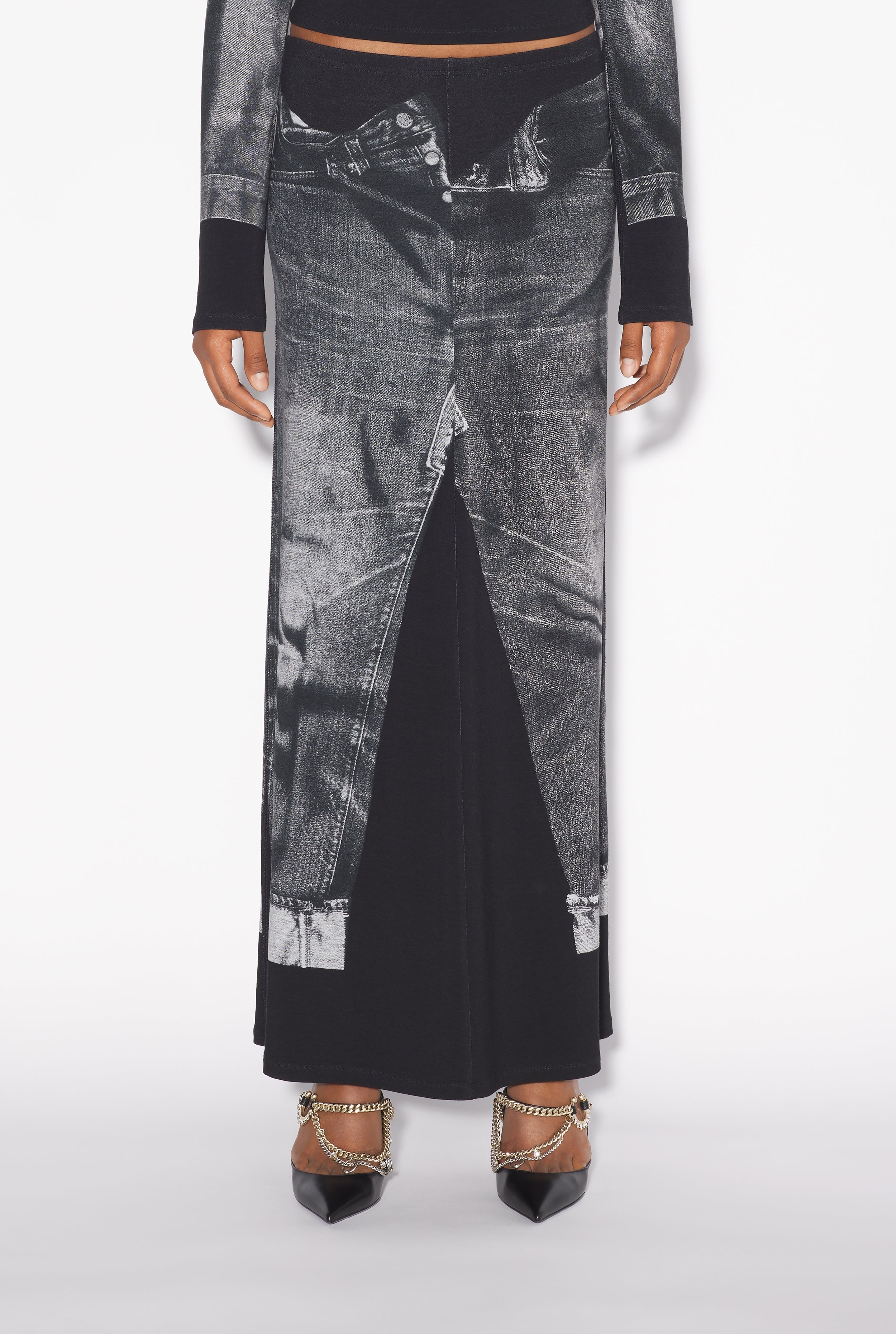 THE BLACK DENIM TROMPE L’OEIL SKIRT - 3