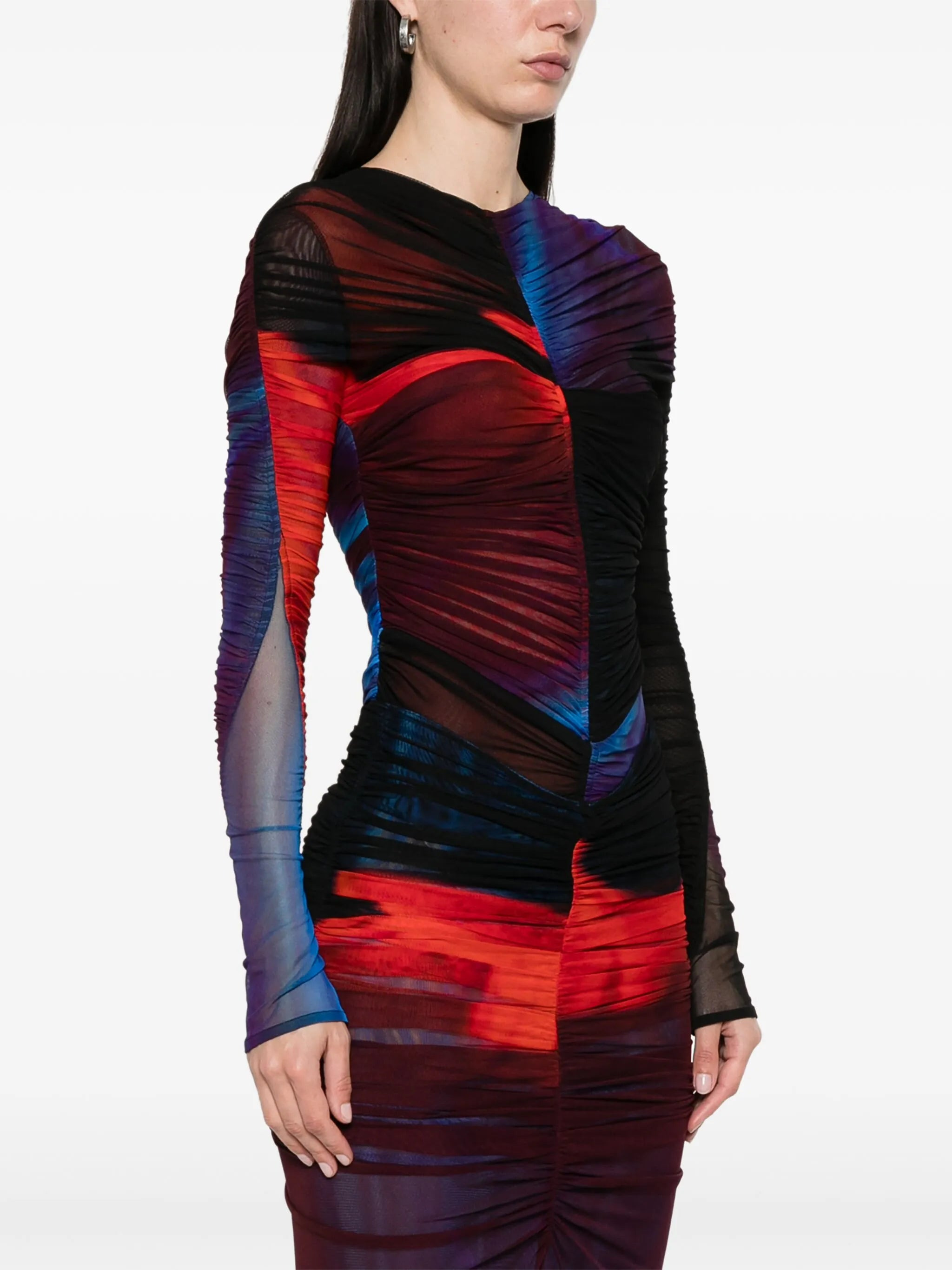 ruched mesh bodysuit - 3
