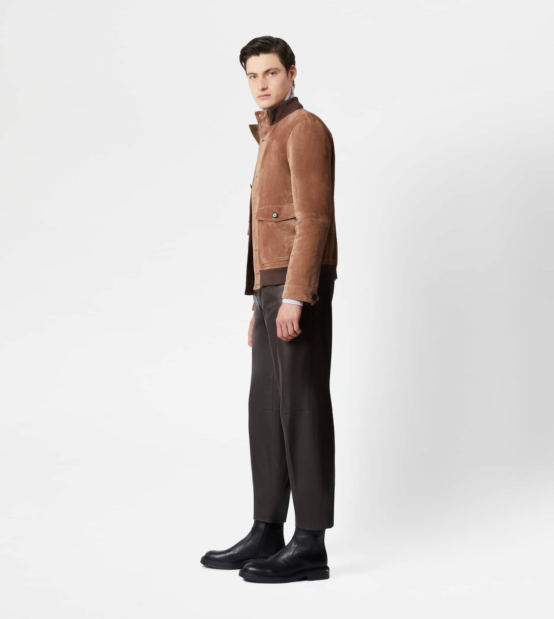 BOMBER JACKET IN SUEDE - BROWN - 4