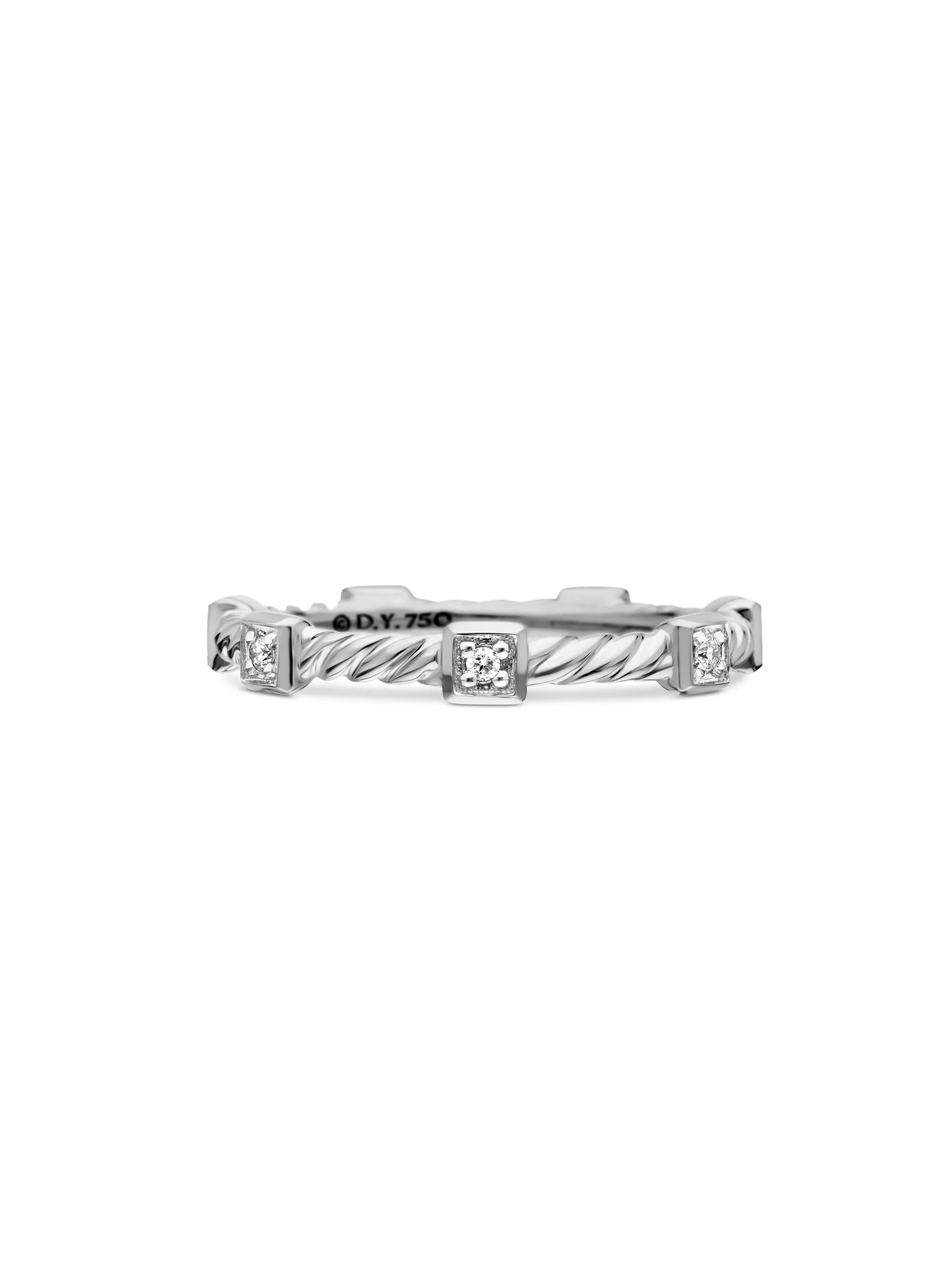 Women's Cable Collectibles Stations Stack Ring in 18K White Gold - White Gold - 1
