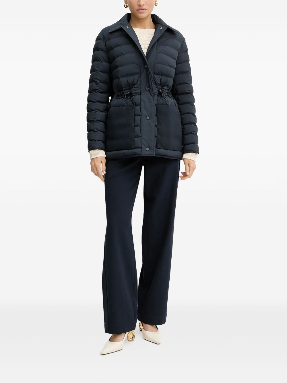 quilted drawstring-waist puffer jacket - 2