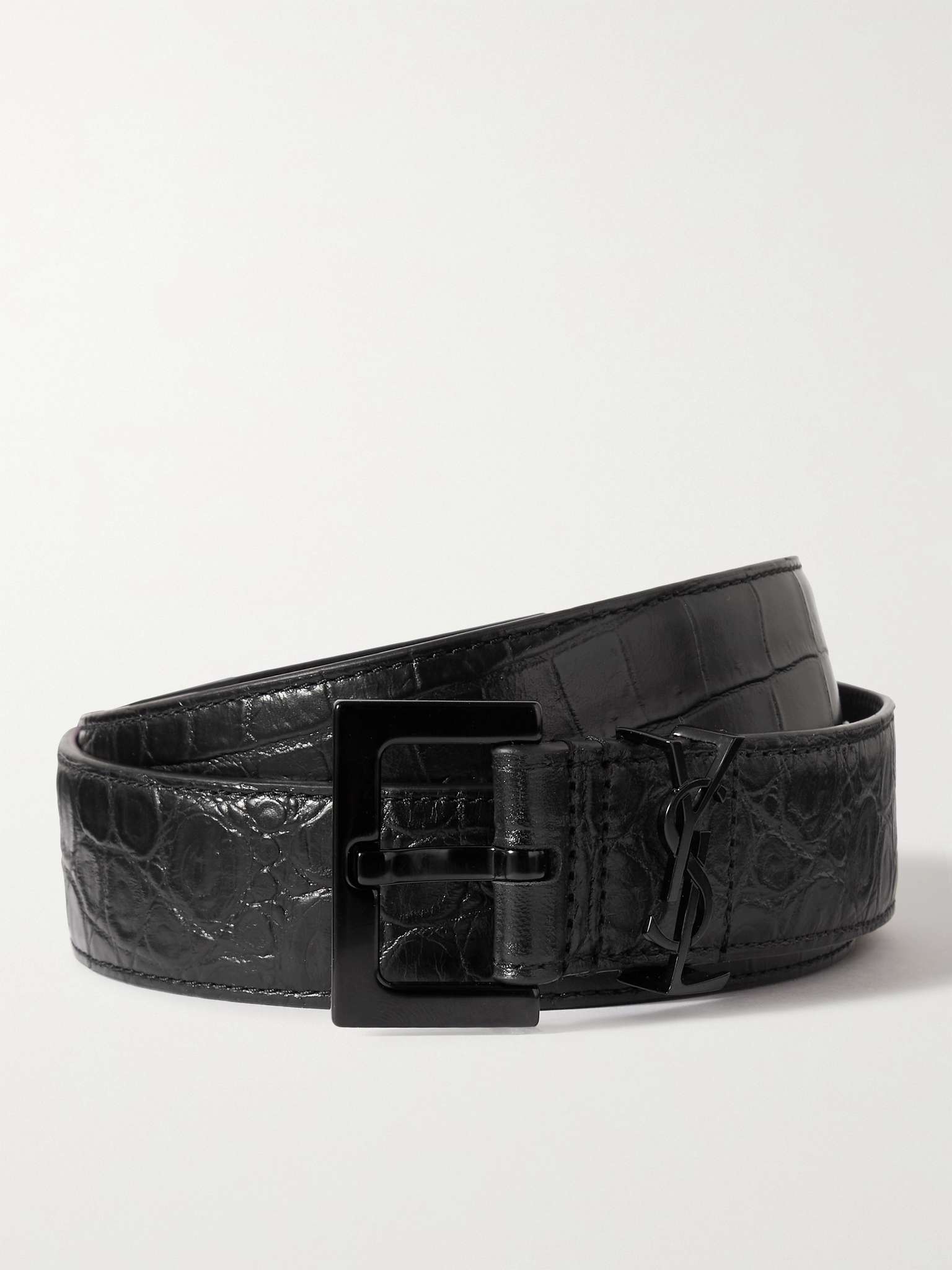 Croc-Effect Leather Belt - 1