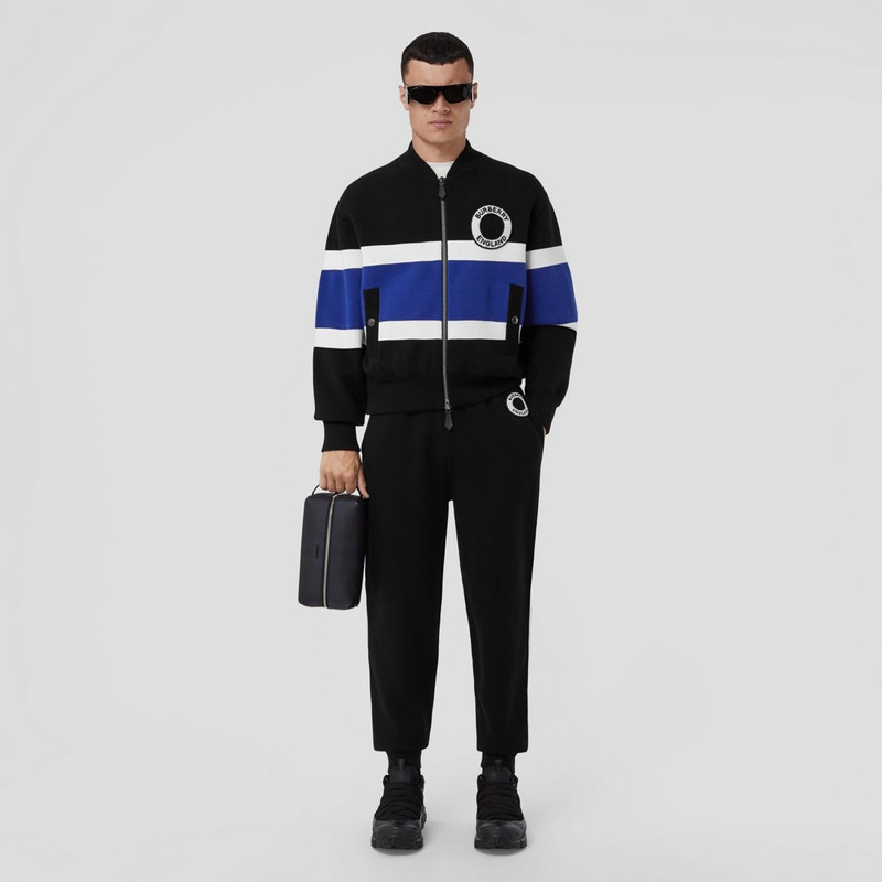 Burberry Logo Graphic Appliqué Wool Cotton Blend Jogging Pants outlook