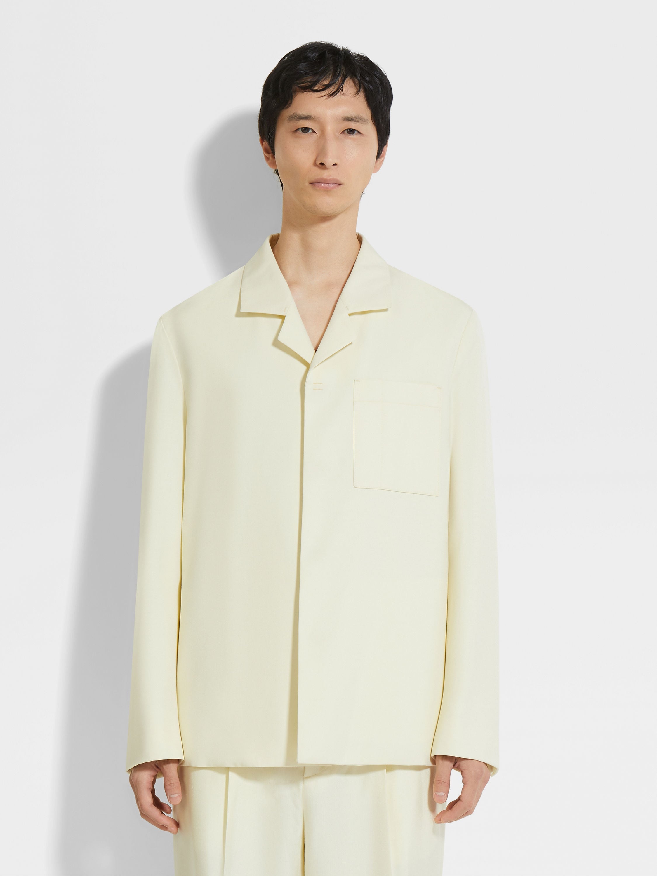LIGHT YELLOW SILK AND WOOL JACKET - 4